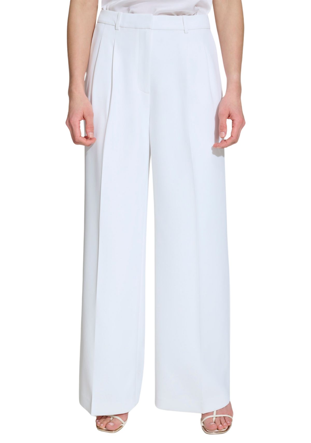 Womens High Waisted Pleated Wide Leg Pants