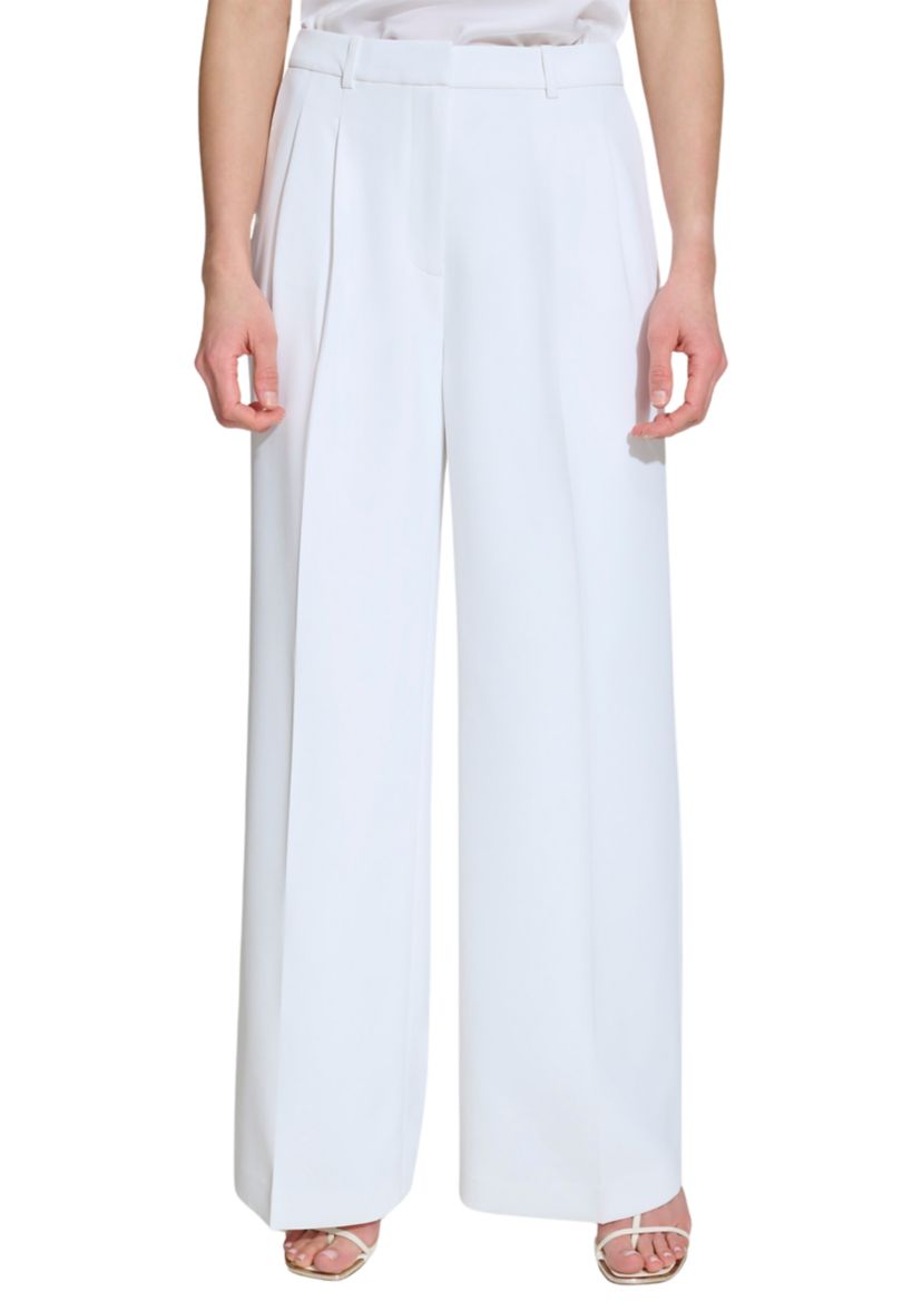 Womens High Waisted Pleated Wide Leg Pants