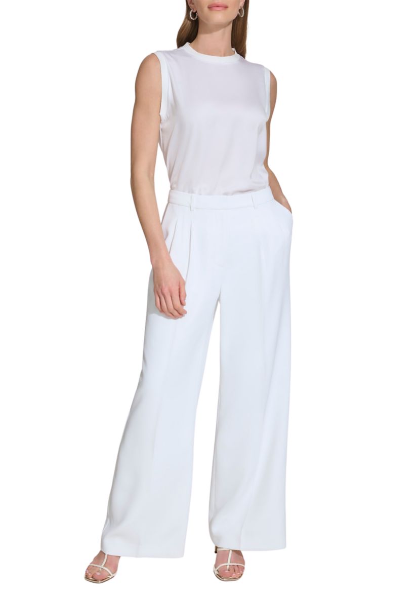 Womens High Waisted Pleated Wide Leg Pants