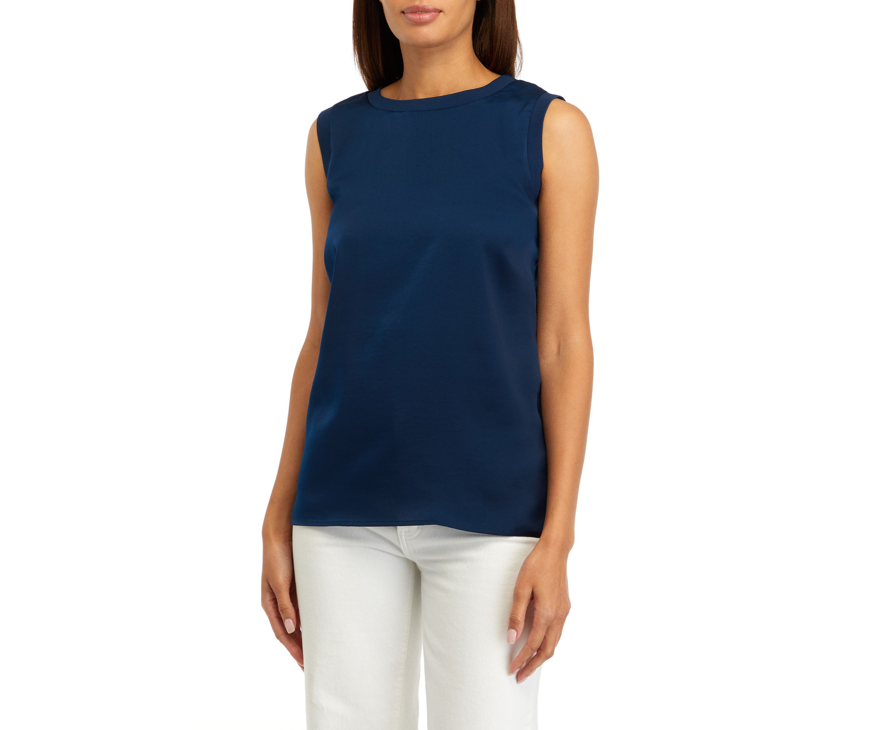 Womens Sleeveless Rib Trim Shirt 