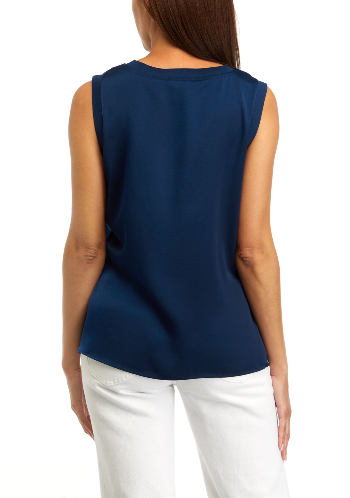 Womens Sleeveless Rib Trim Shirt 