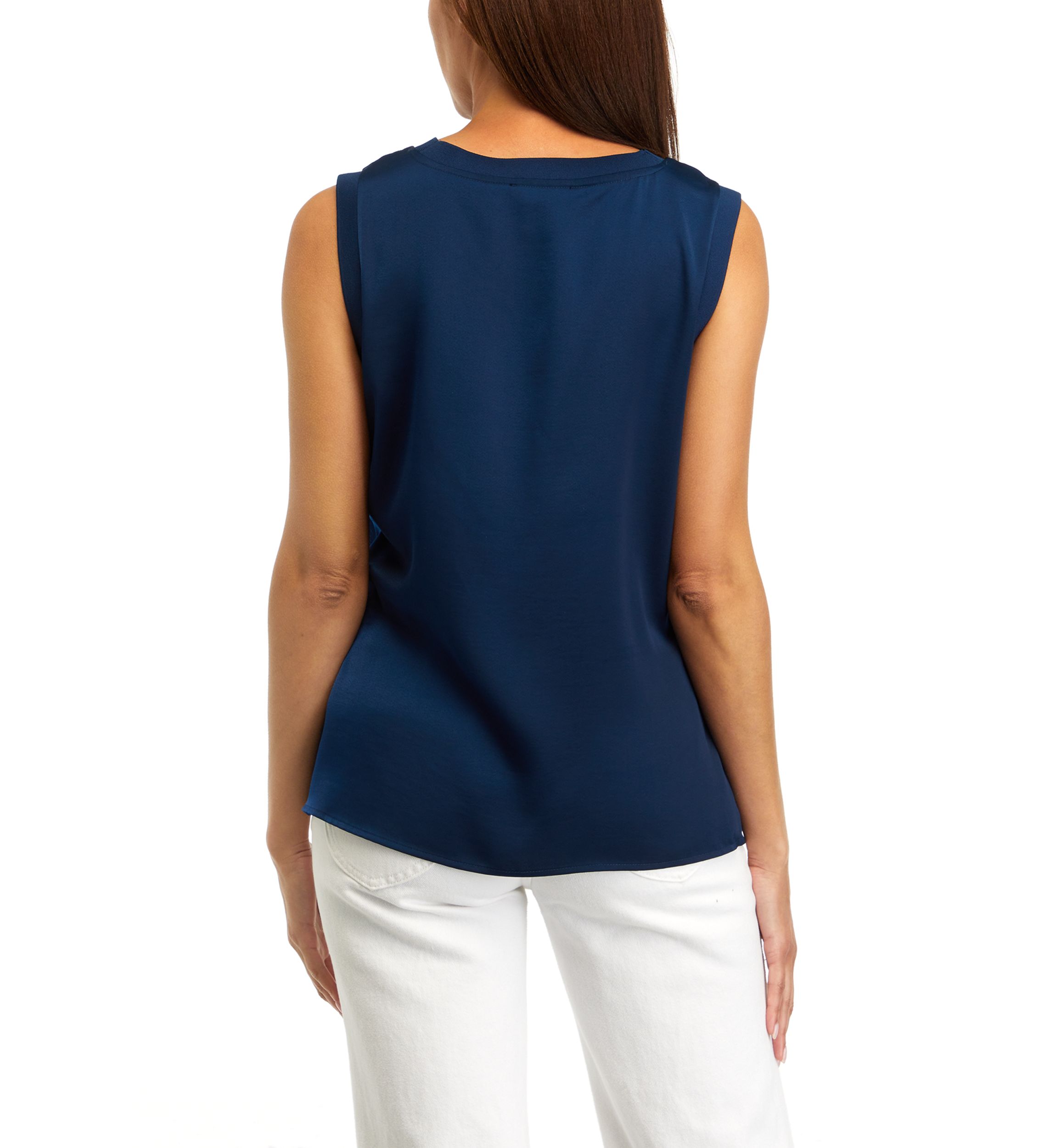 Womens Sleeveless Rib Trim Shirt 
