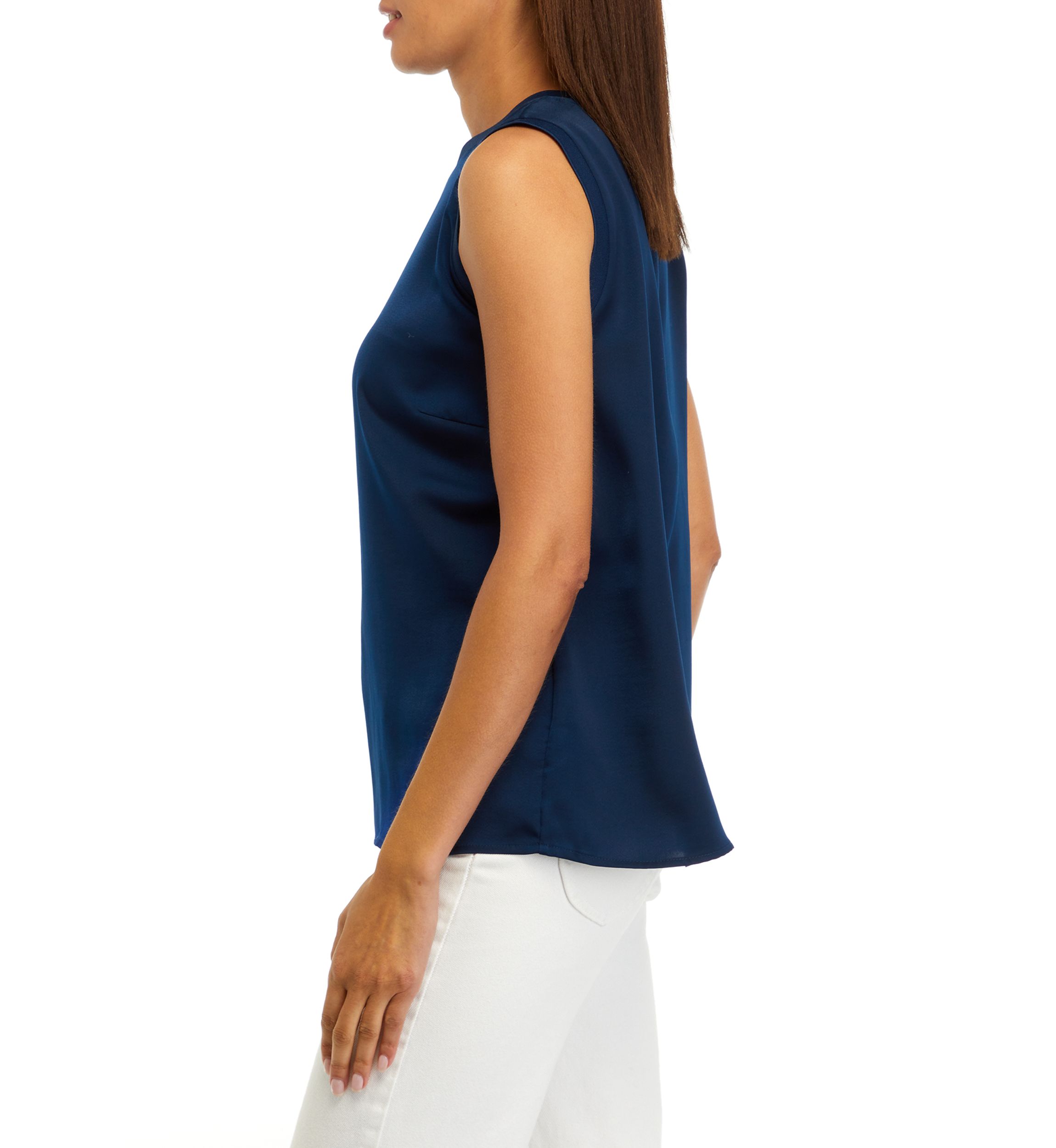 Womens Sleeveless Rib Trim Shirt 