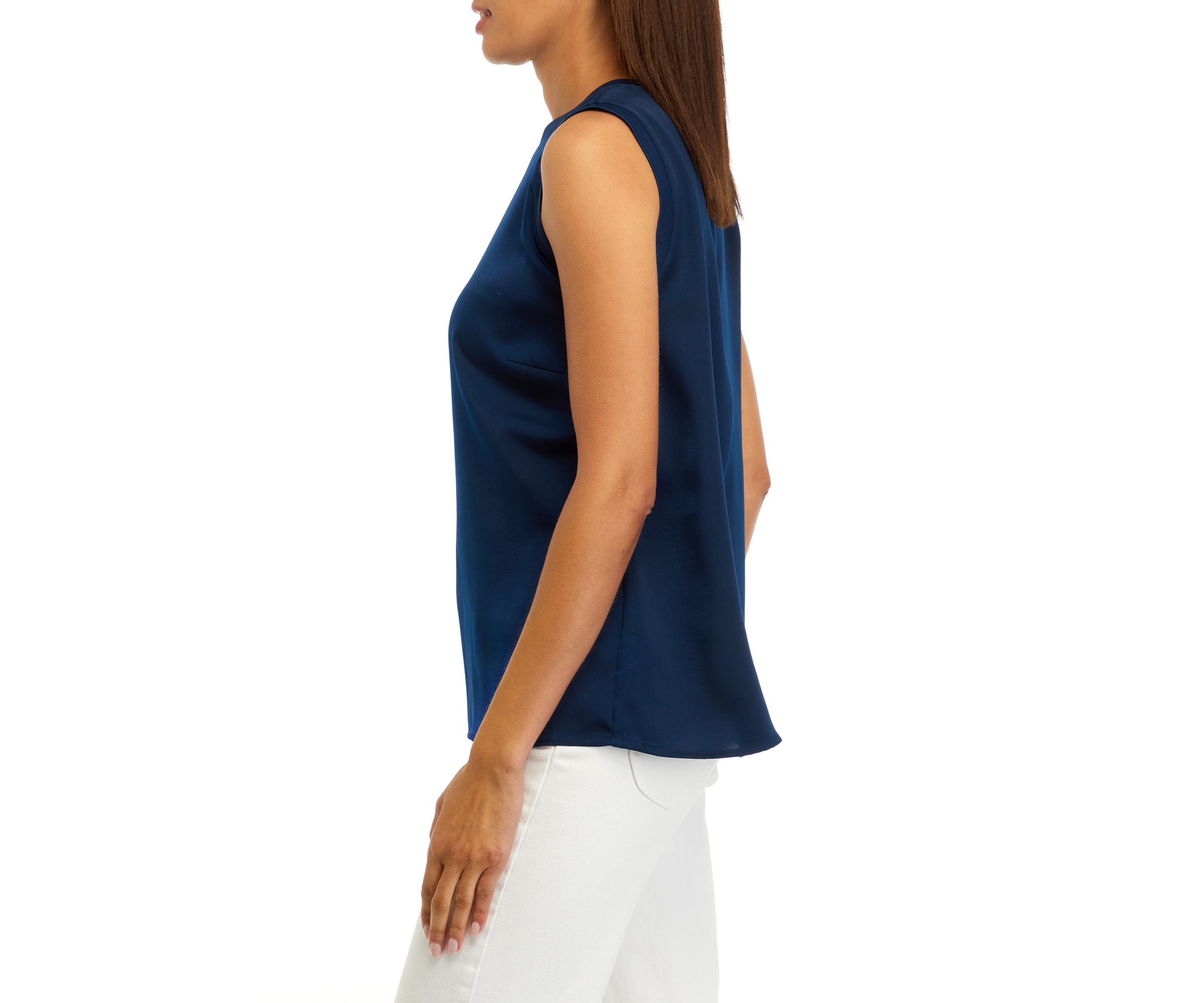 Womens Sleeveless Rib Trim Shirt 