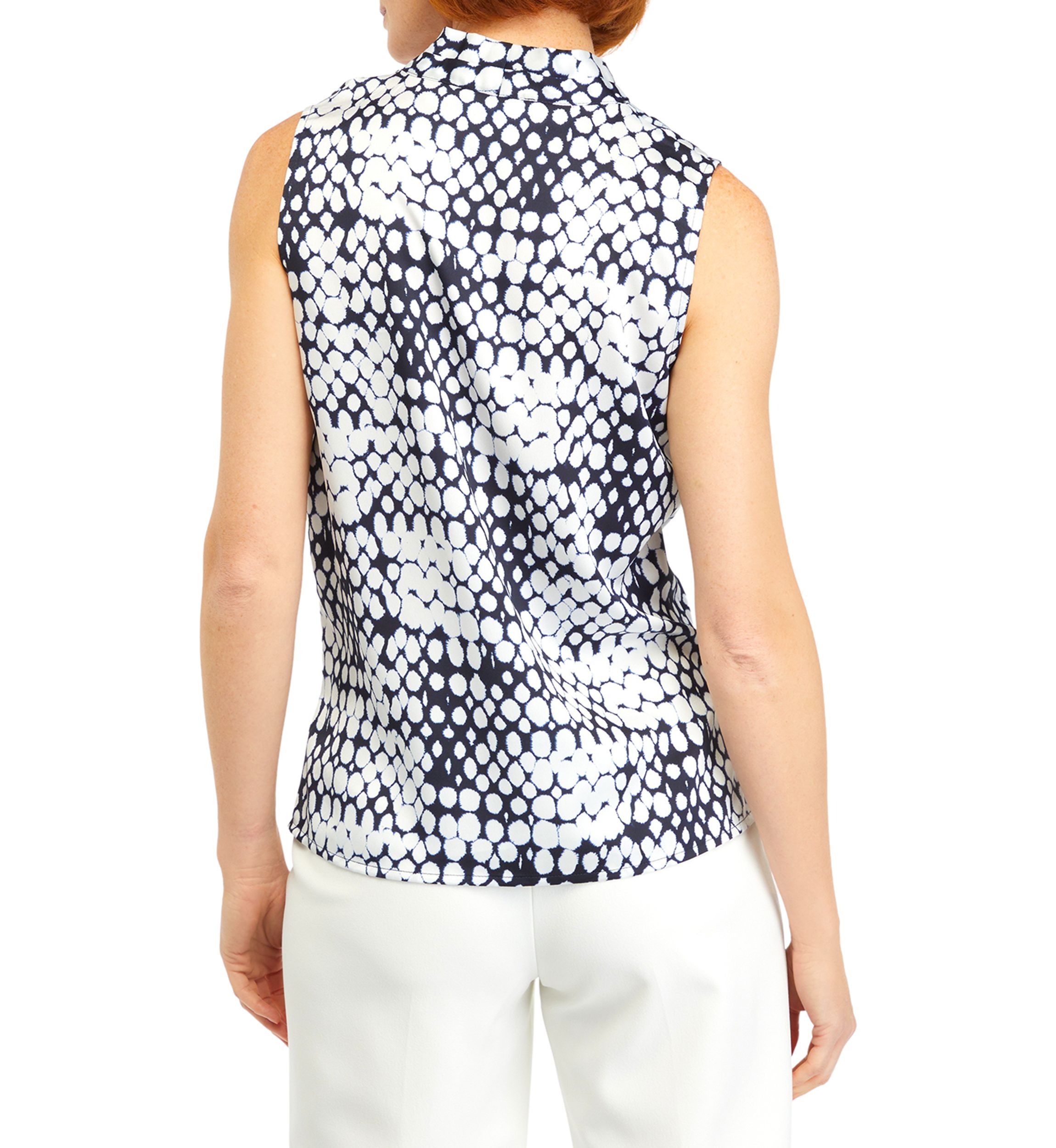 Womens Printed Pleated Neck Top