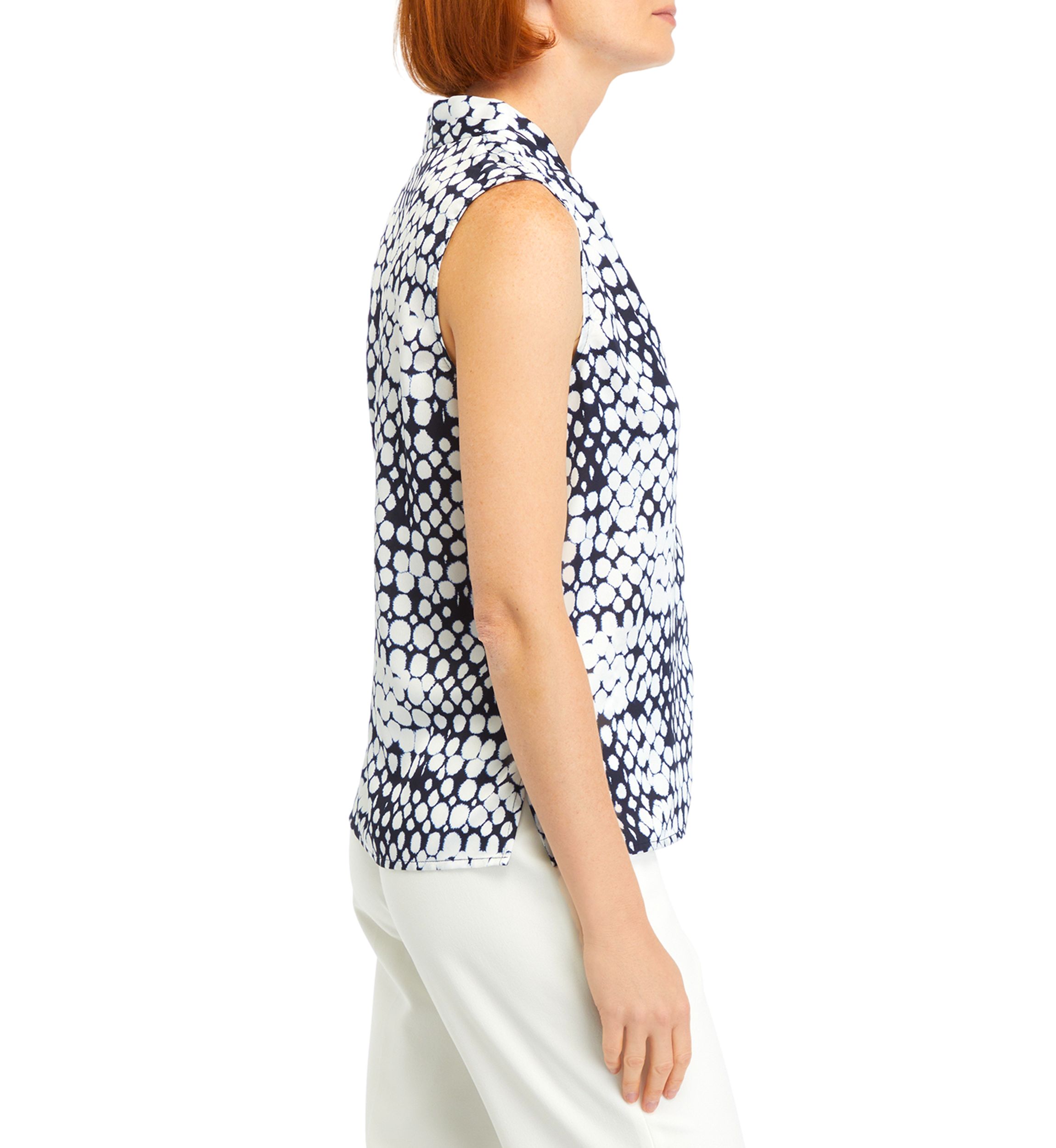 Womens Printed Pleated Neck Top