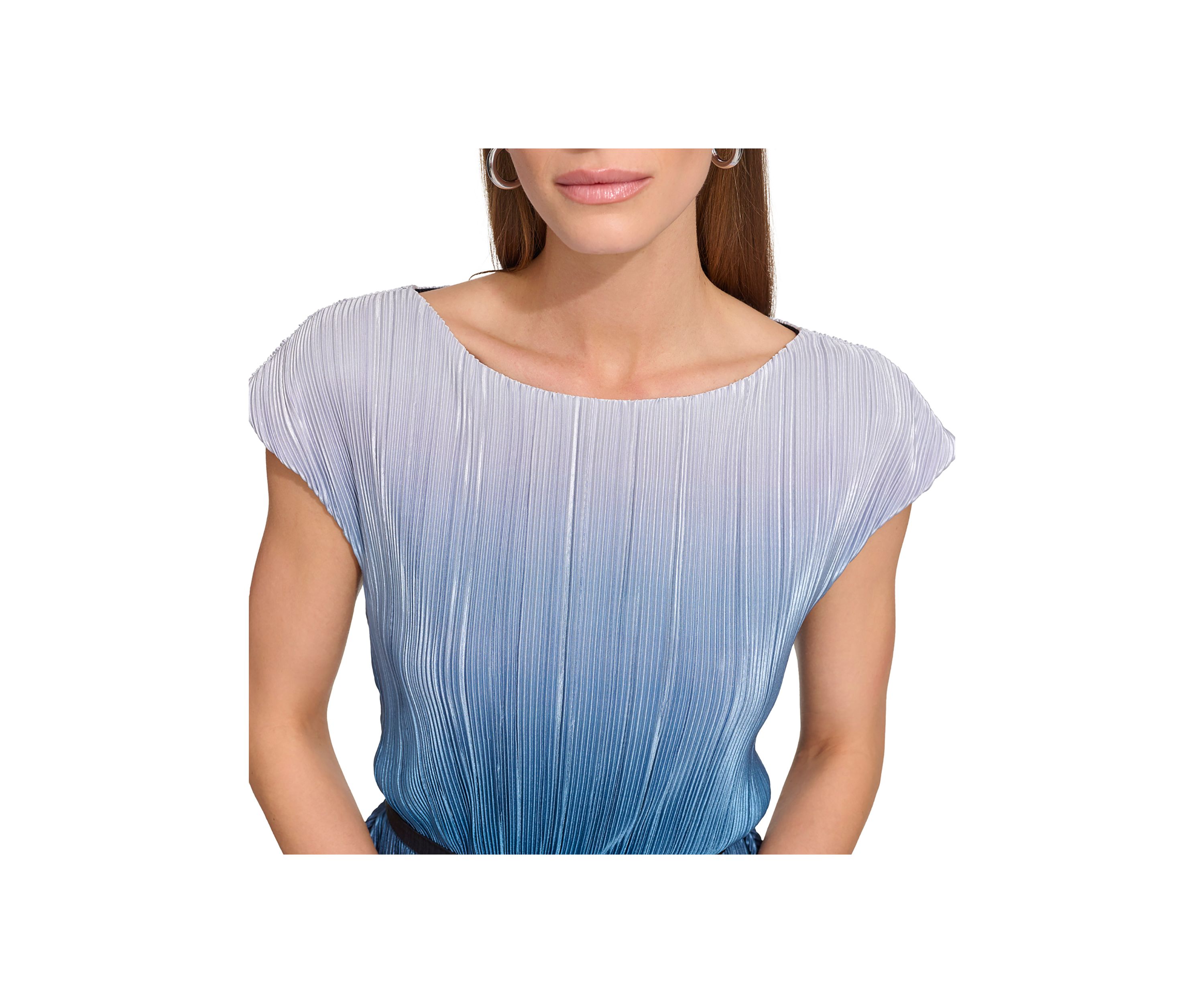 Womens Cap Sleeve Rib Striped Tie Waist Top