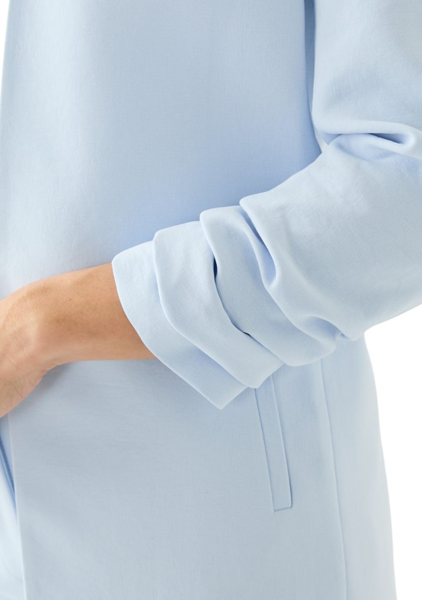 Womens Open Front Ruched Sleeve Blazer