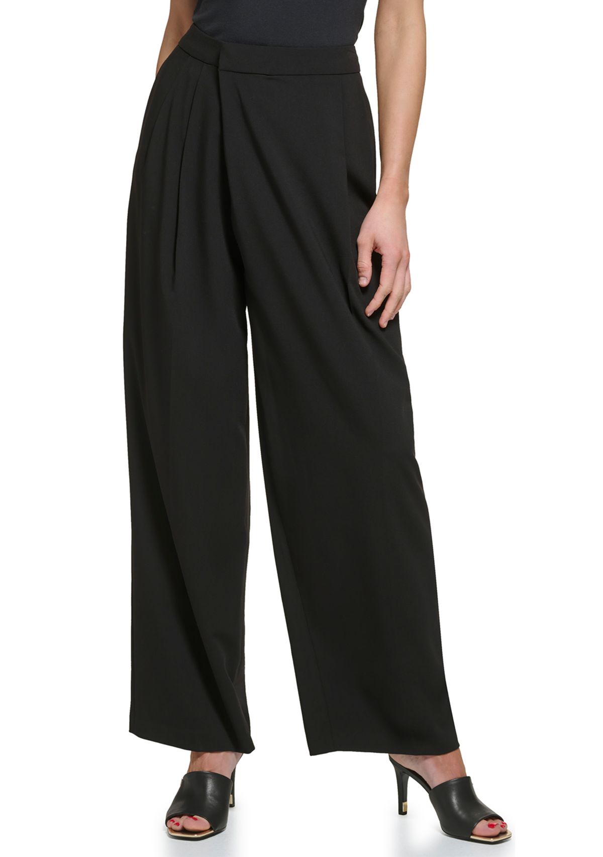 Womens Crossover Front Pleated Trousers