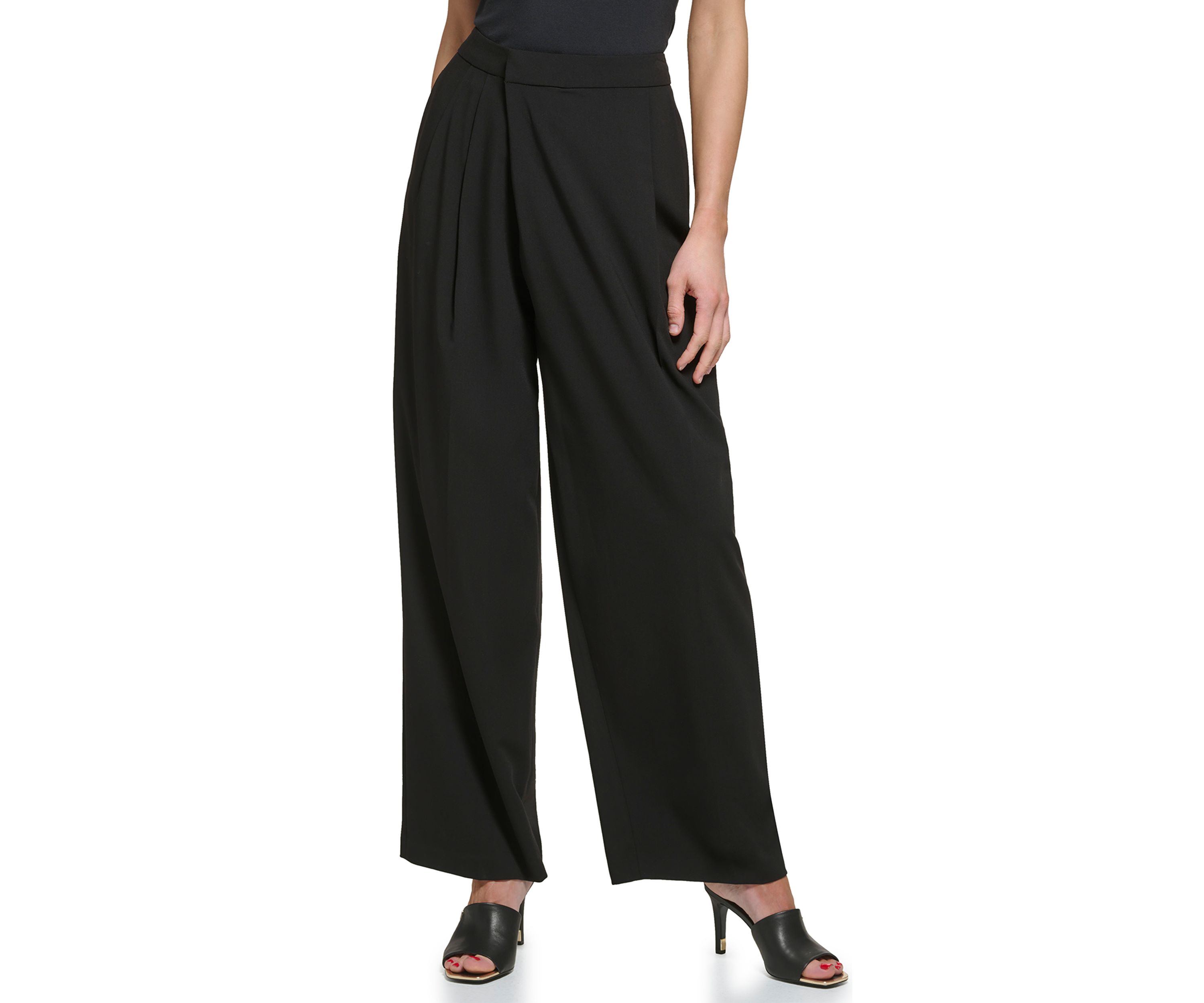 Womens Crossover Front Pleated Trousers