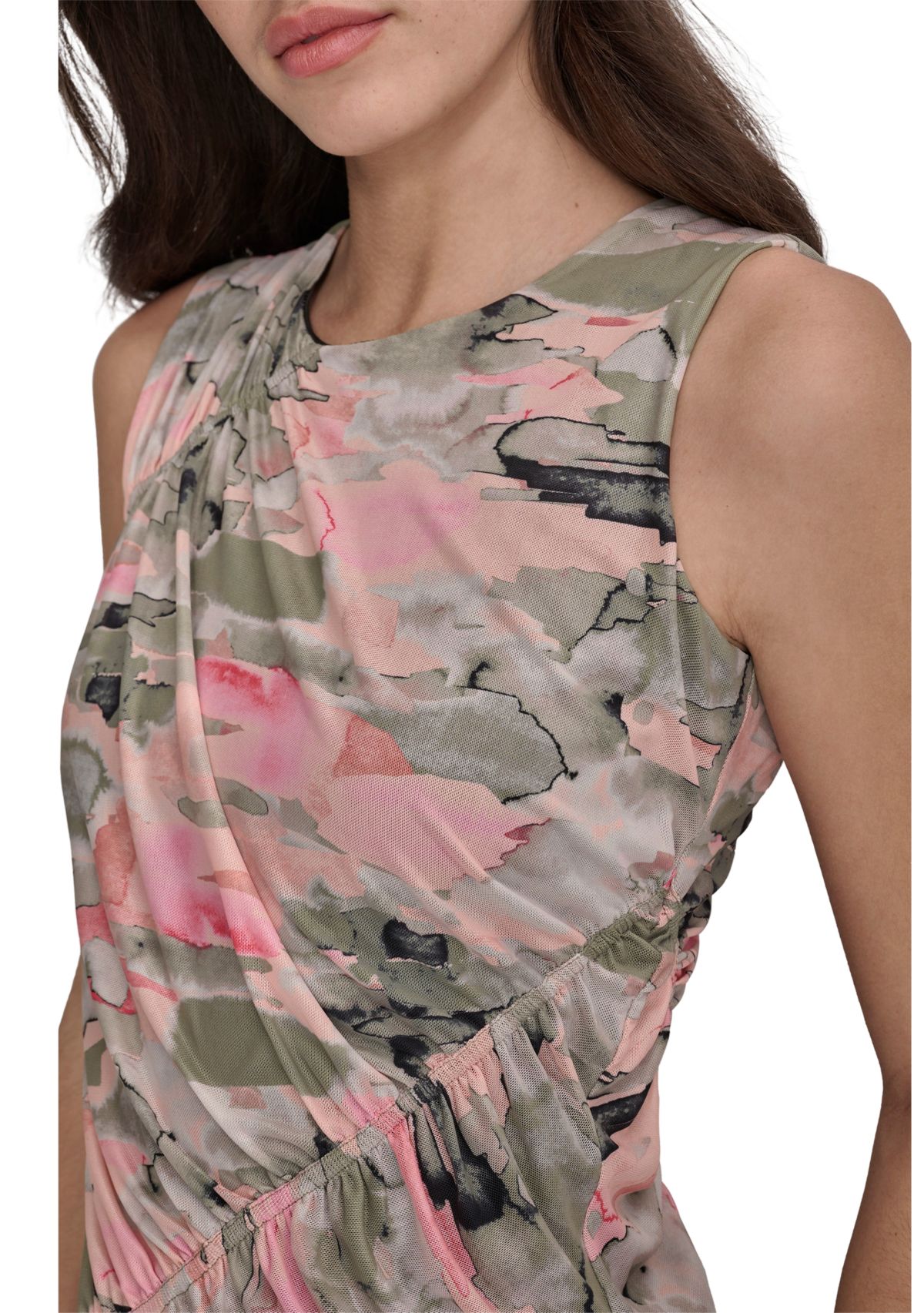 Womens Mesh Ruched Top