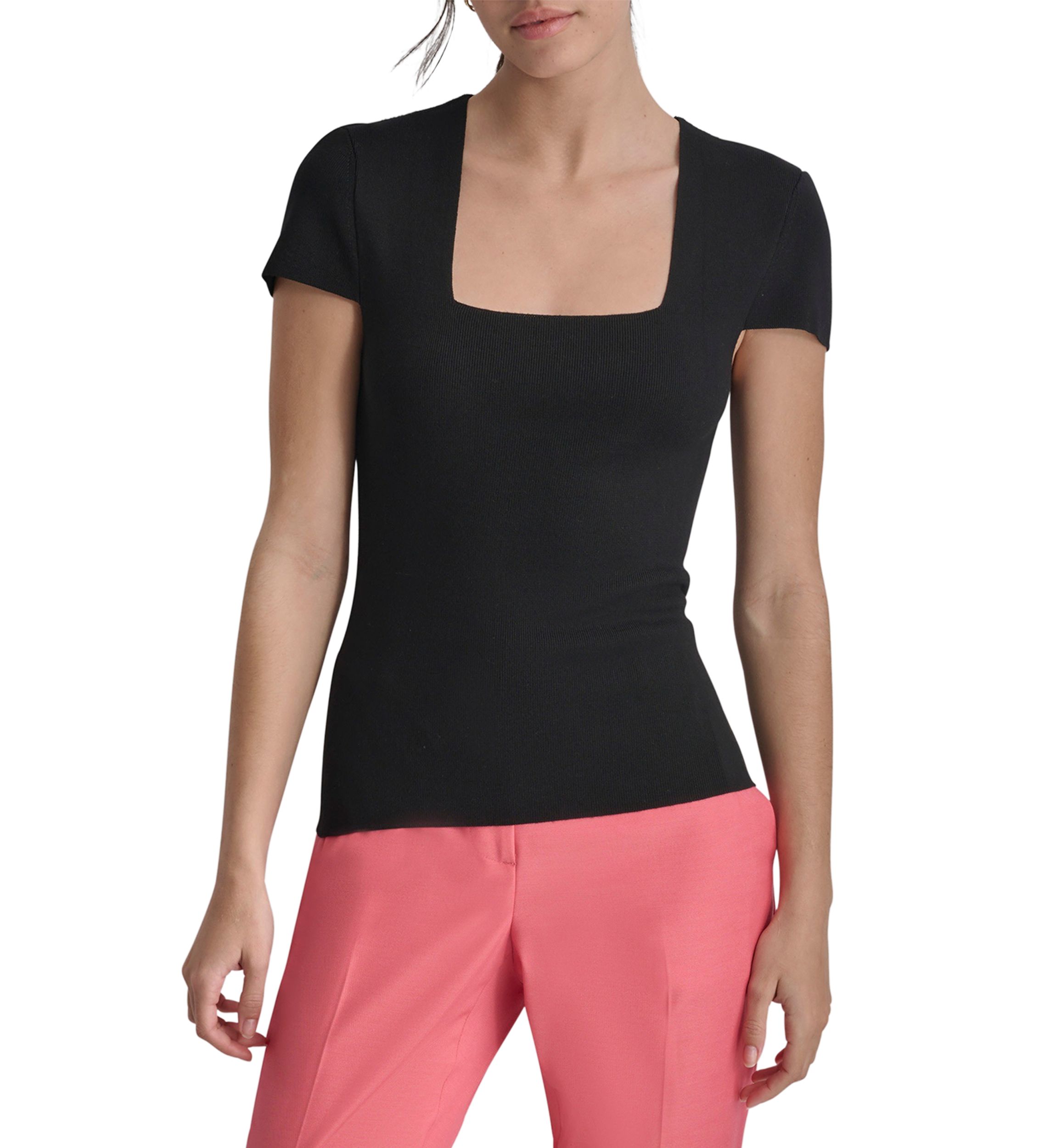 Womens Short Sleeve Square Neck Top 