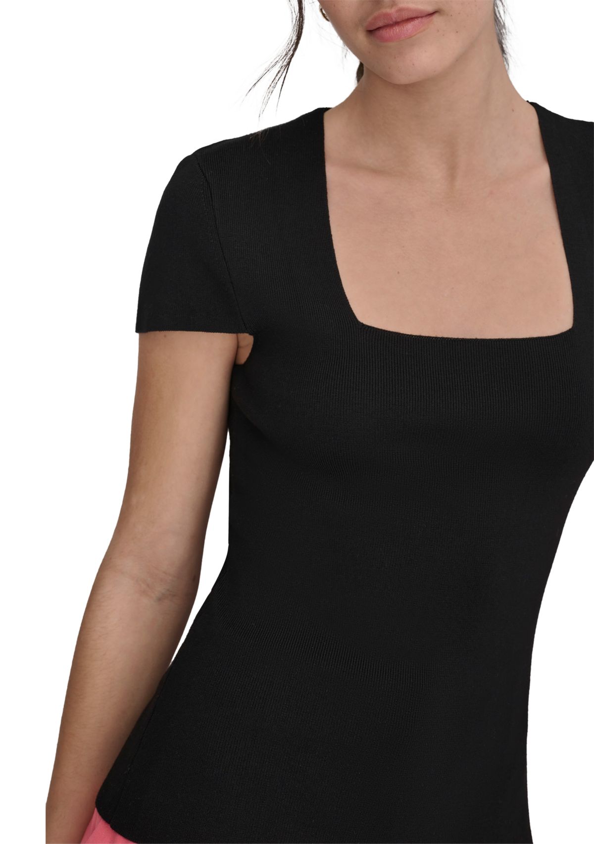 Womens Short Sleeve Square Neck Top 
