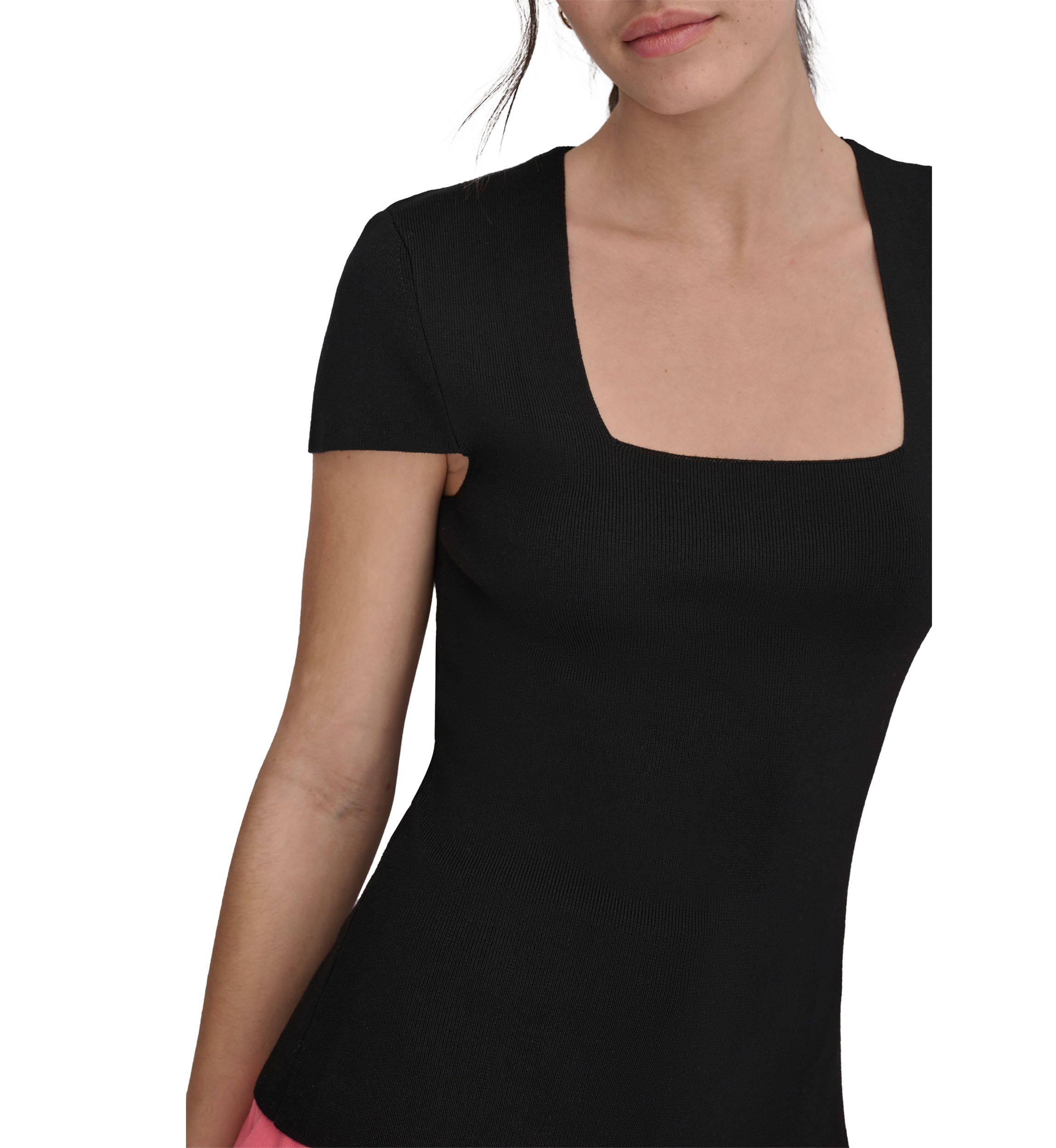 Womens Short Sleeve Square Neck Top 