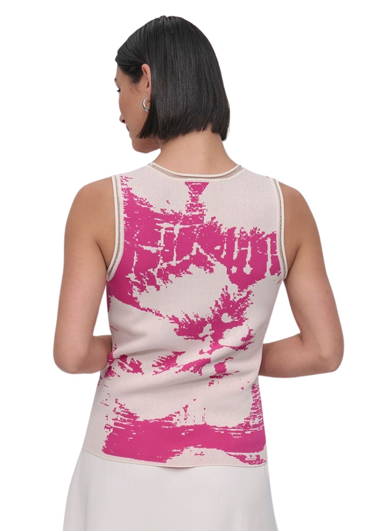 Womens Sleeveless Knit Printed Sweater