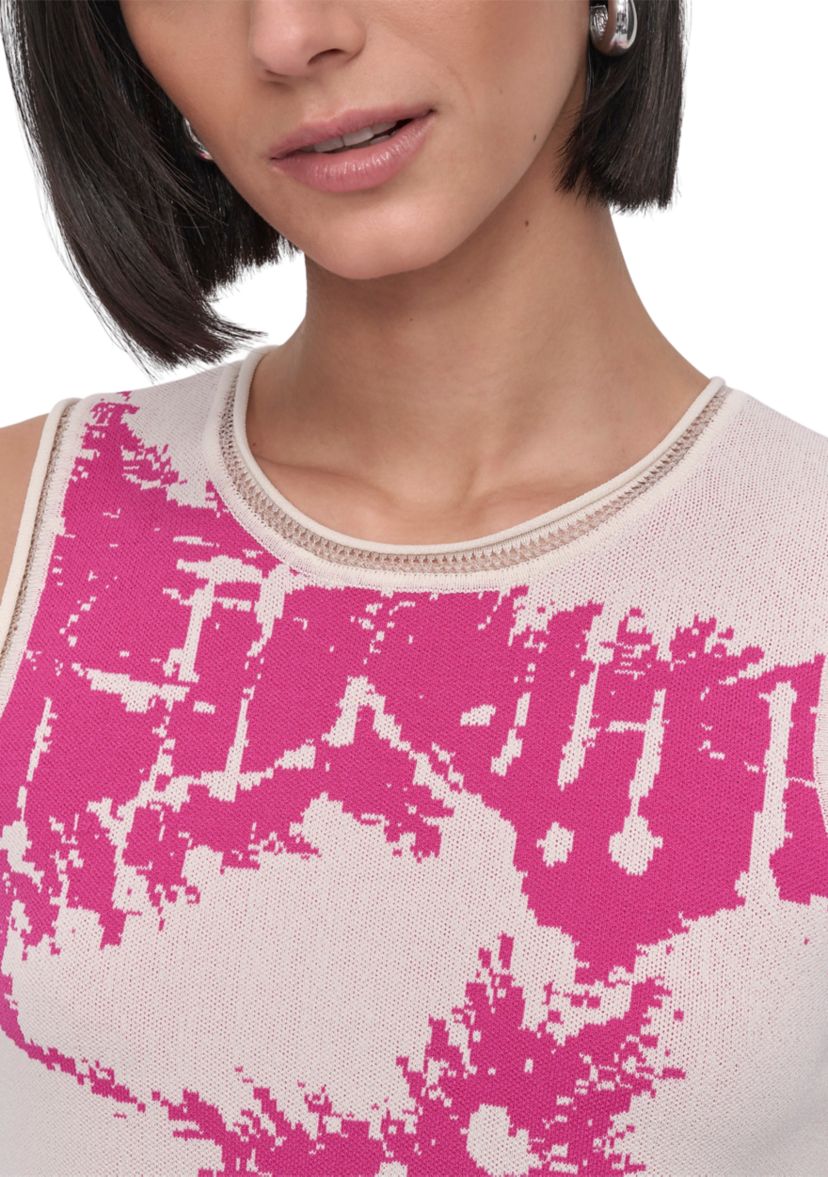 Womens Sleeveless Knit Printed Sweater
