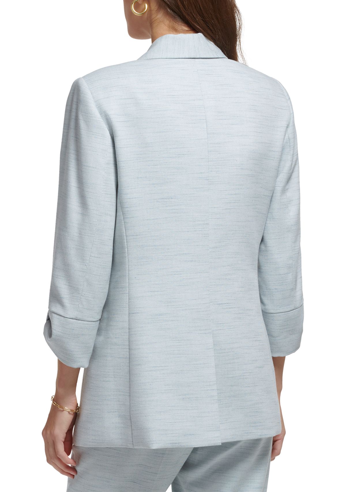 Womens 3/4 Knot Sleeve Open Front Heather Suit Jacket