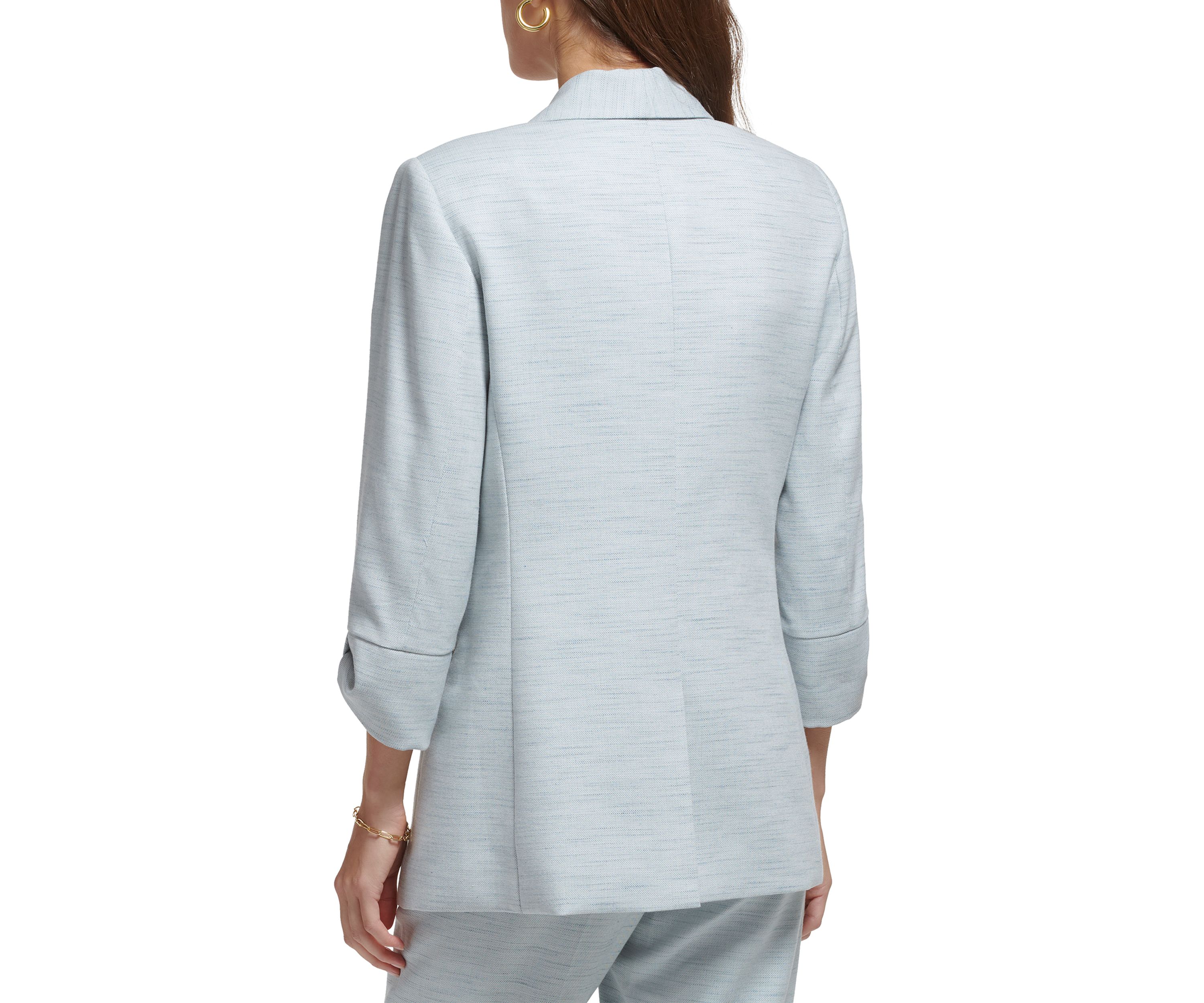 Womens 3/4 Knot Sleeve Open Front Heather Suit Jacket