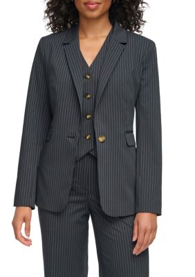 DKNY Women's Notch Collar Pinstripe Jacket | belk