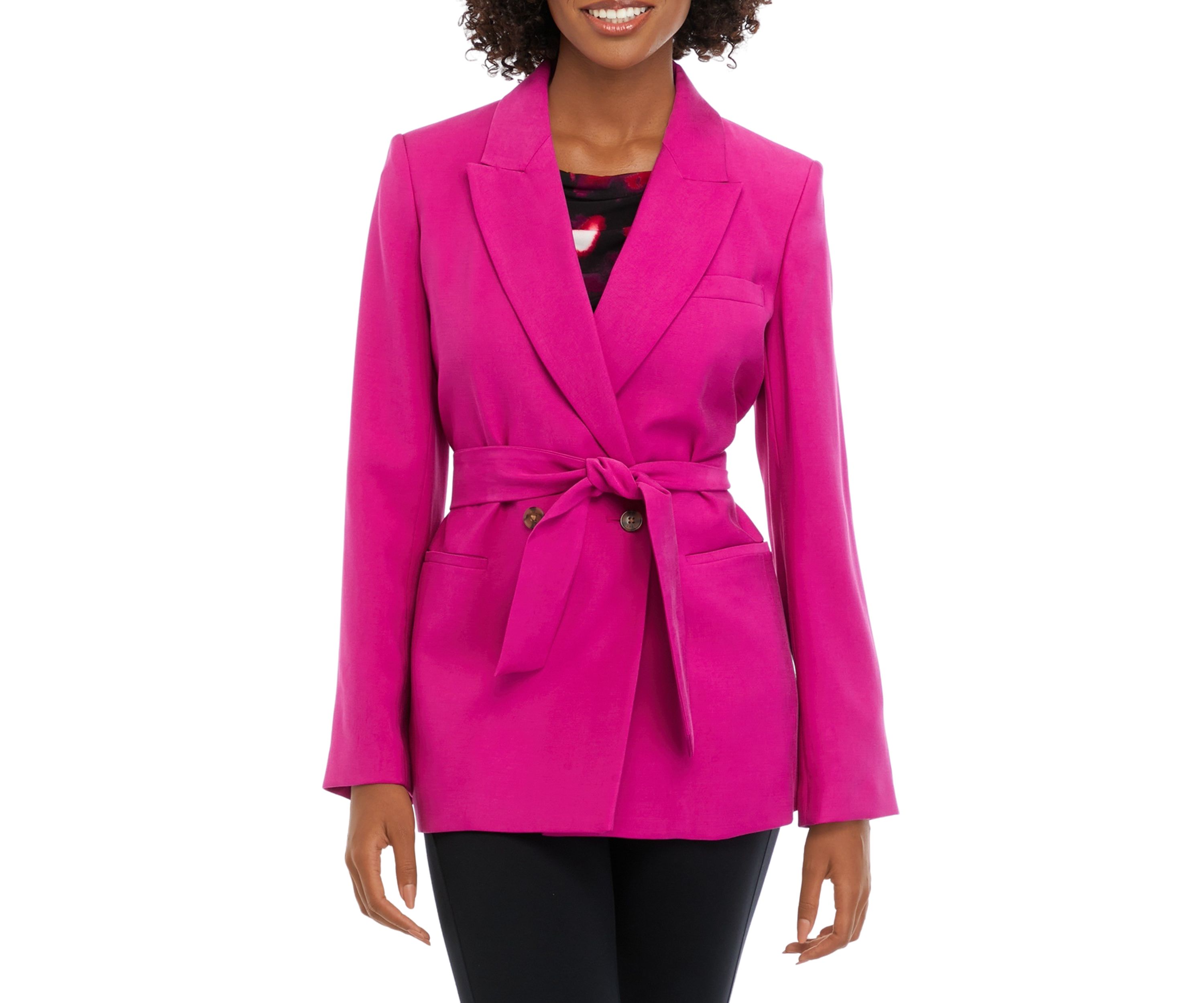 Womens Double Breasted Belted Jacket 