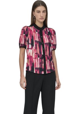 売れ筋商品|||ダナ キャラン ニューヨーク カットソー トップス レディース Women's Button-Front Blouse Black 送料無料】 ダナキャランニューヨーク レディース シャツ