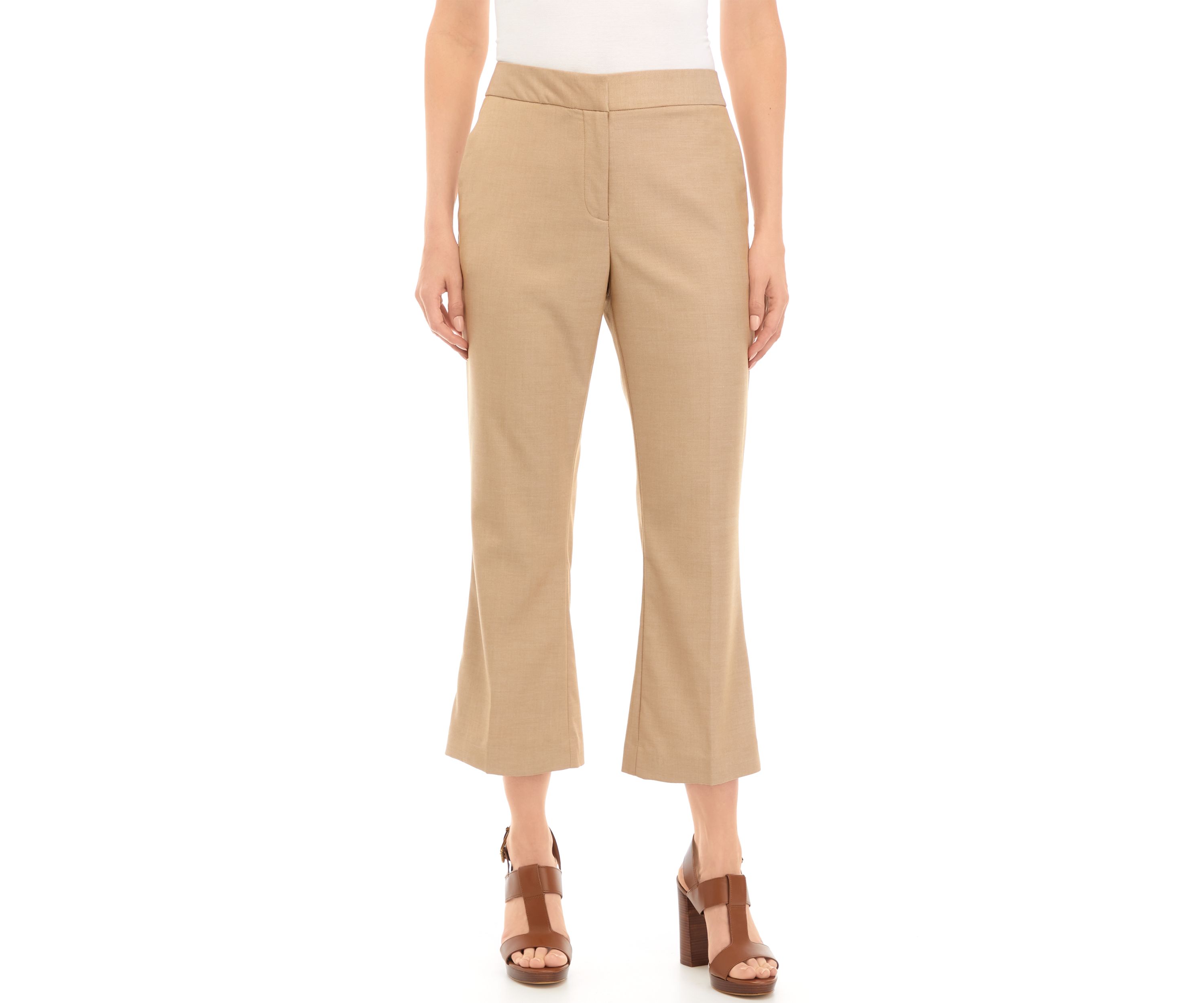 Womens Solid Cropped Wide Leg Pants