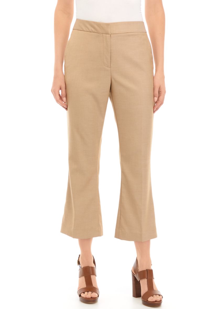 Womens Solid Cropped Wide Leg Pants