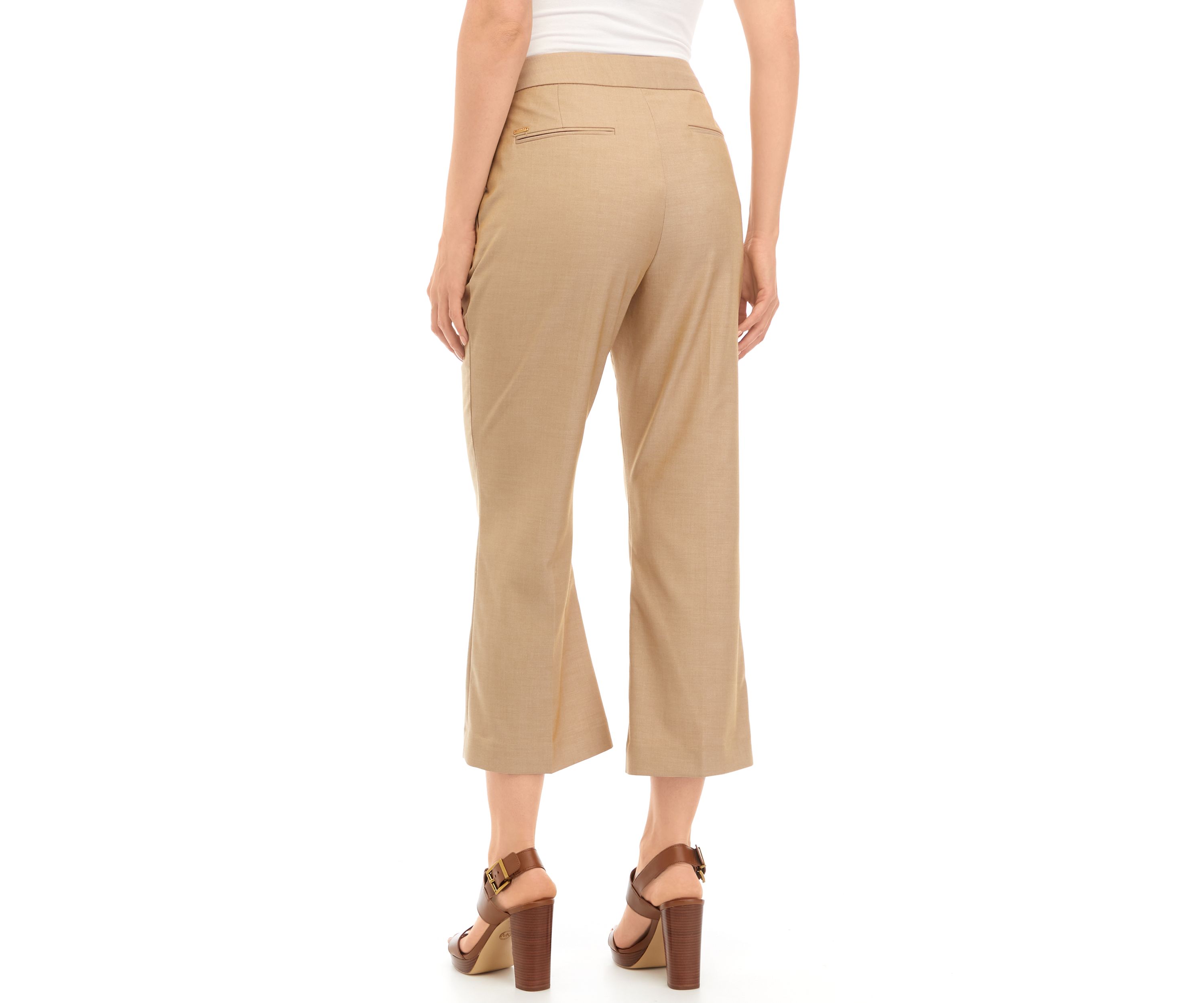 Womens Solid Cropped Wide Leg Pants