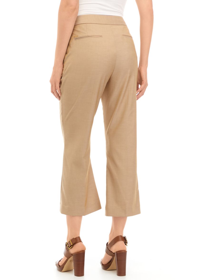 Womens Solid Cropped Wide Leg Pants
