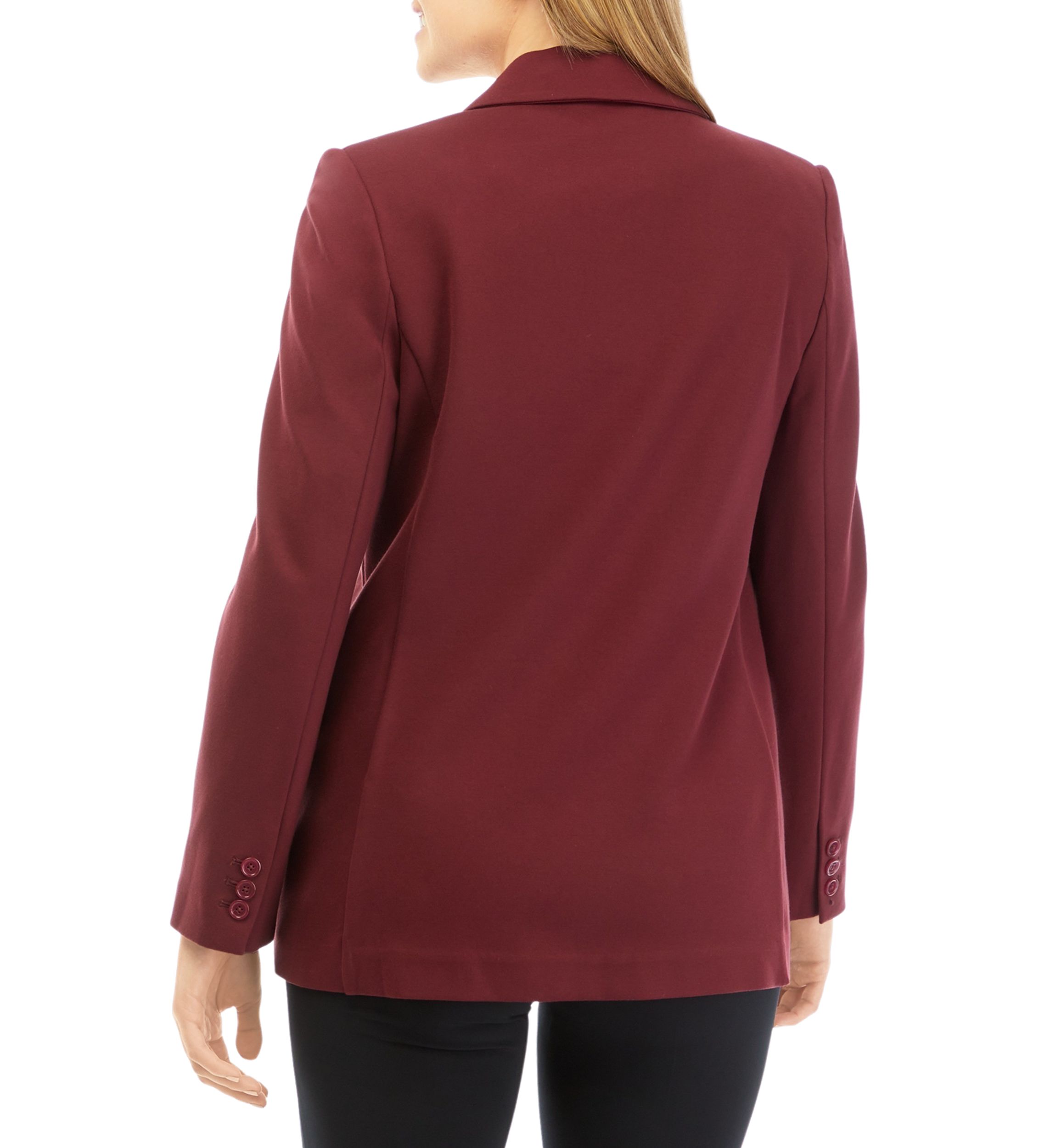 Womens Long Sleeve Notch Collar Flap Pocket One Button Jacket
