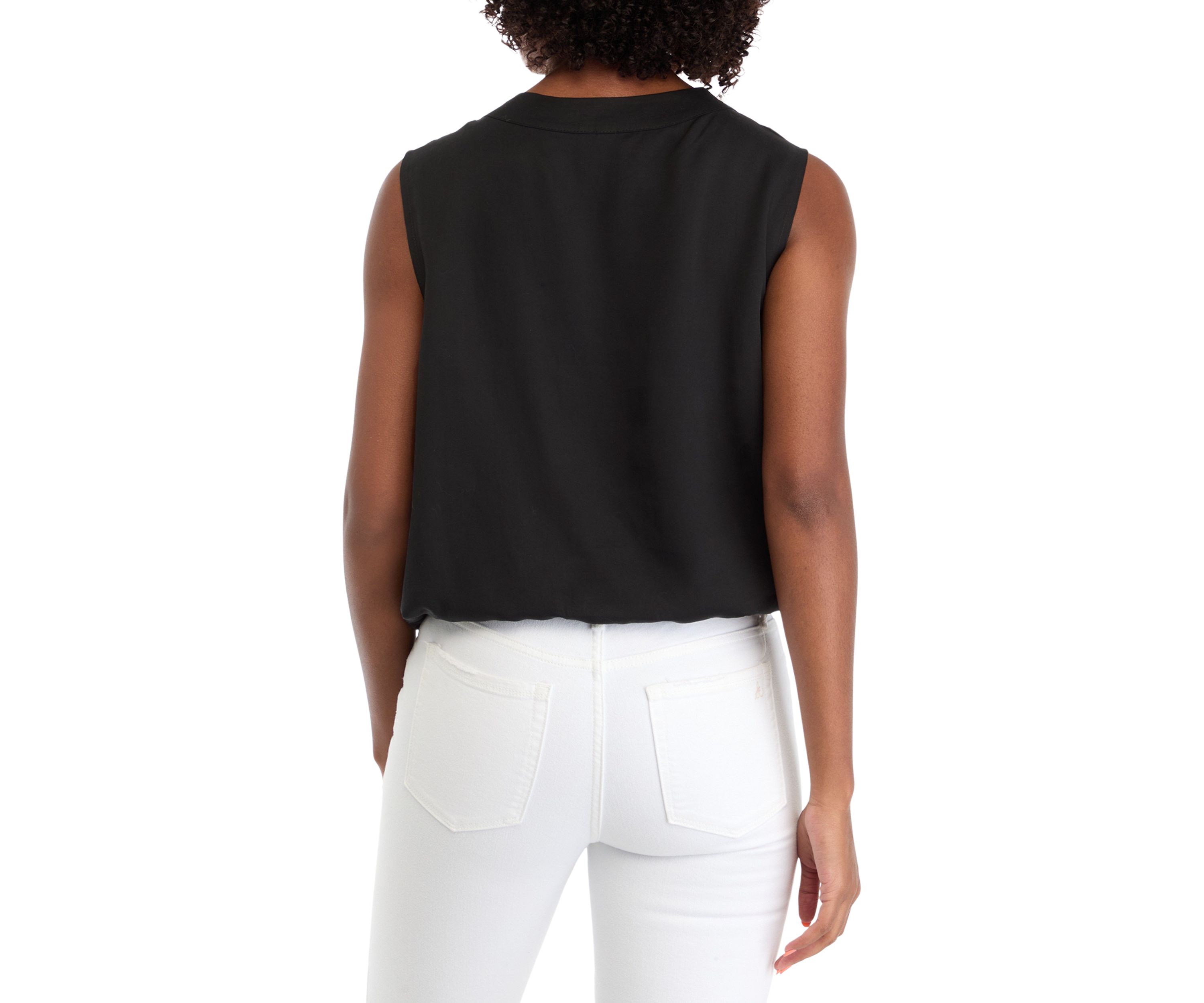 Womens Funnel Neck Elastic Hem Top 
