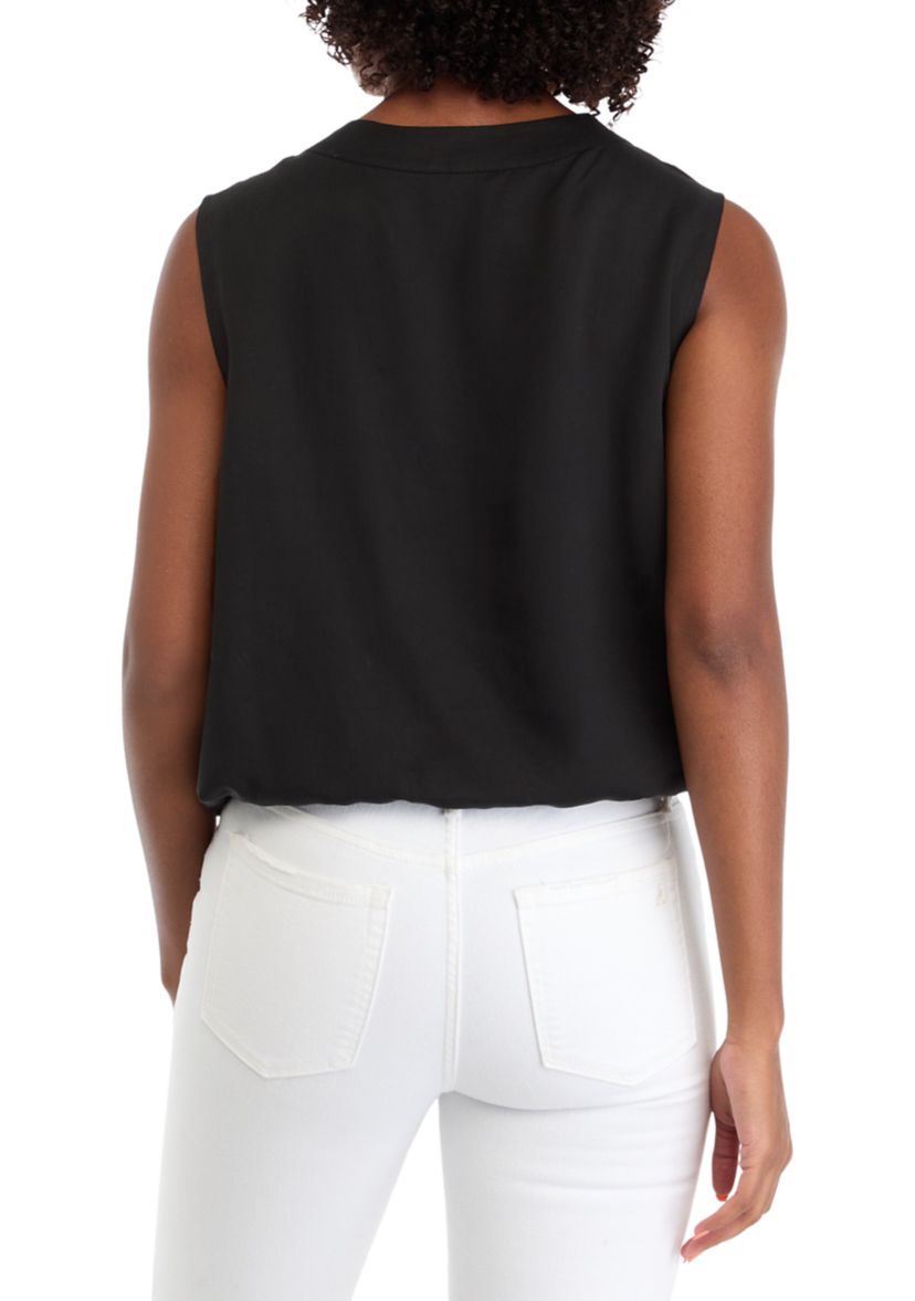 Womens Funnel Neck Elastic Hem Top 