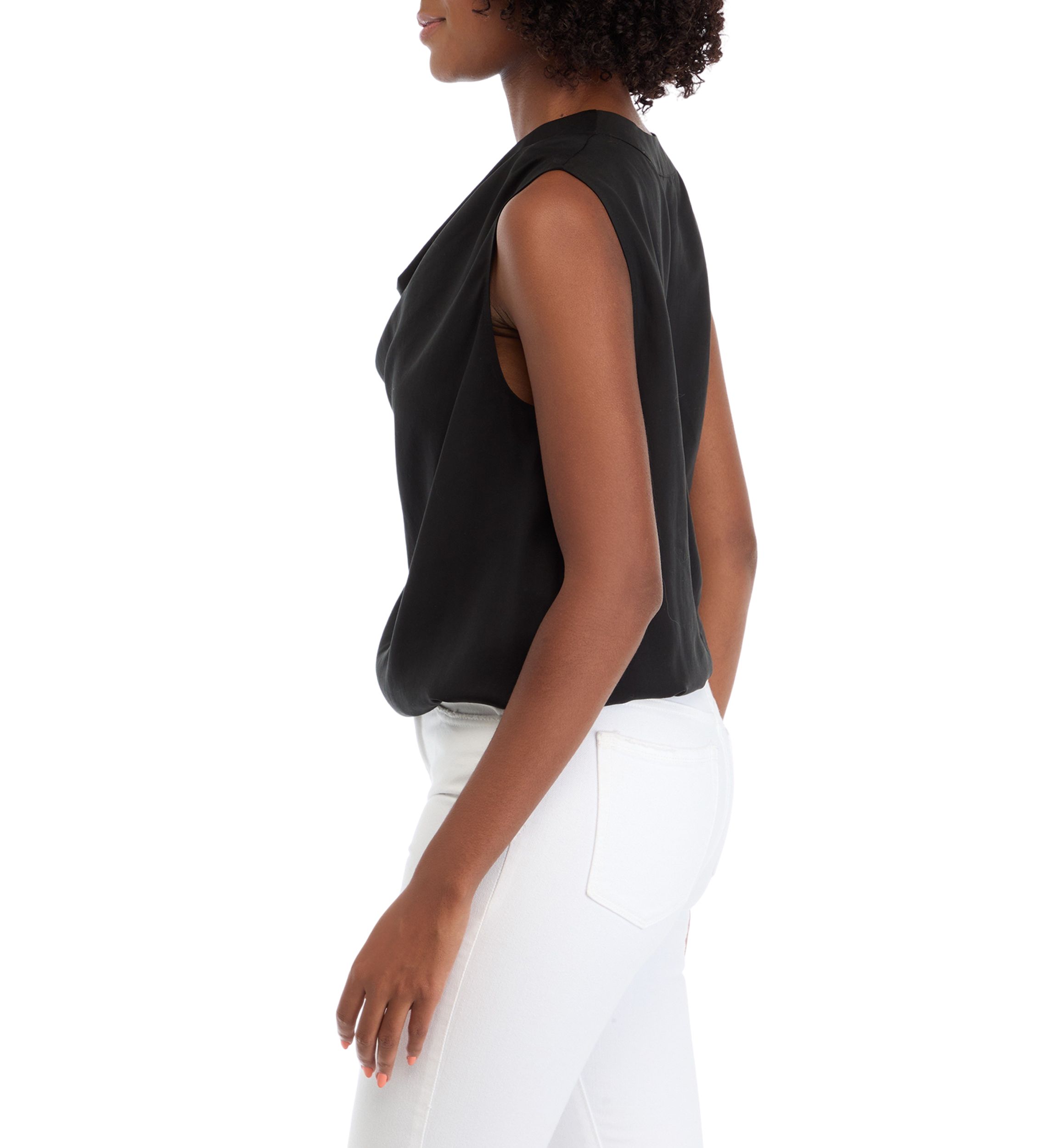 Womens Funnel Neck Elastic Hem Top 