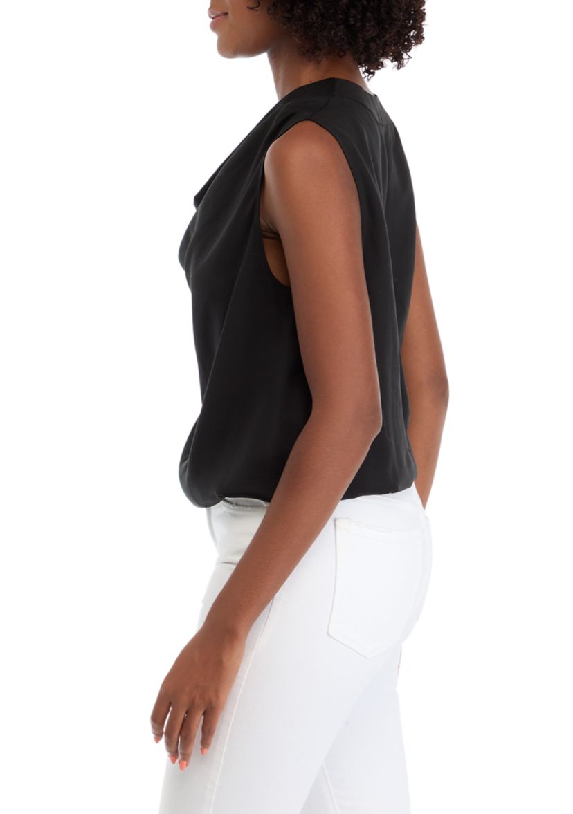 Womens Funnel Neck Elastic Hem Top 