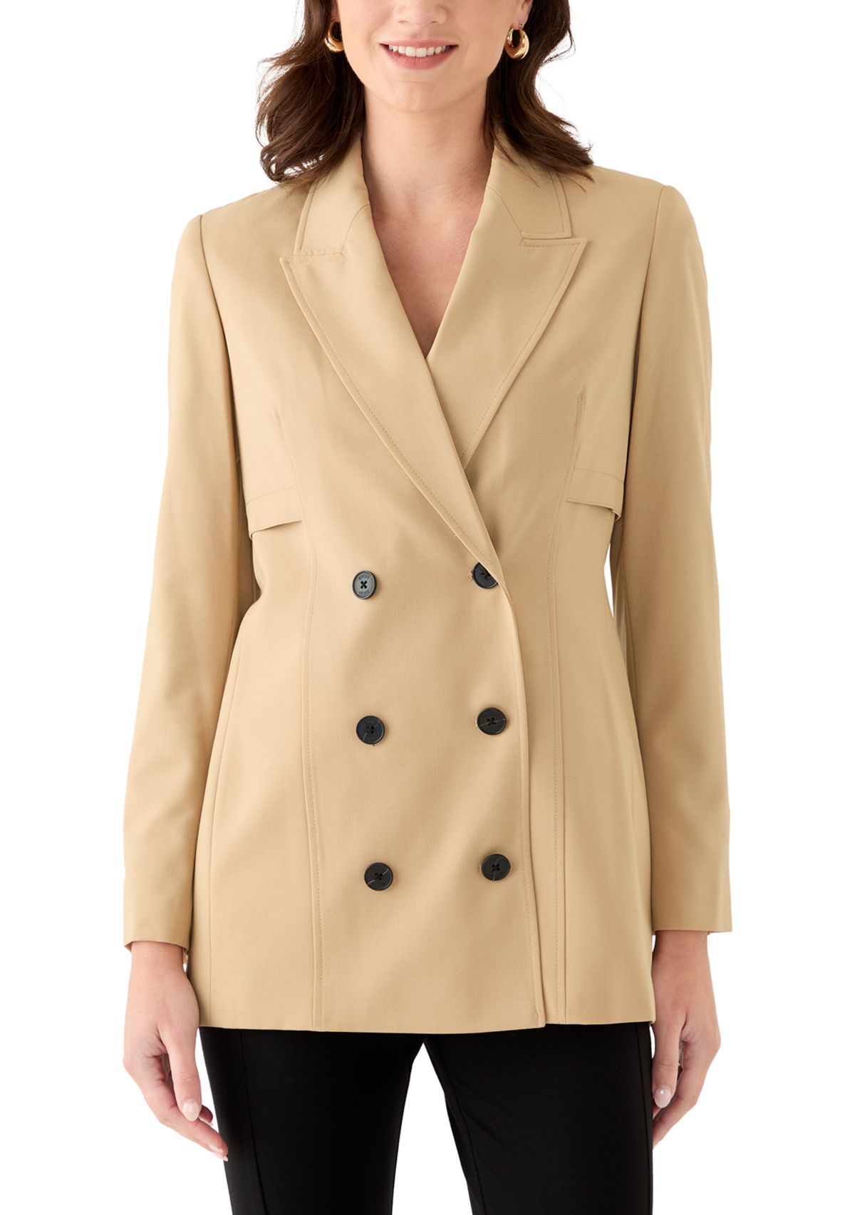 Womens Double Button Collared Trench