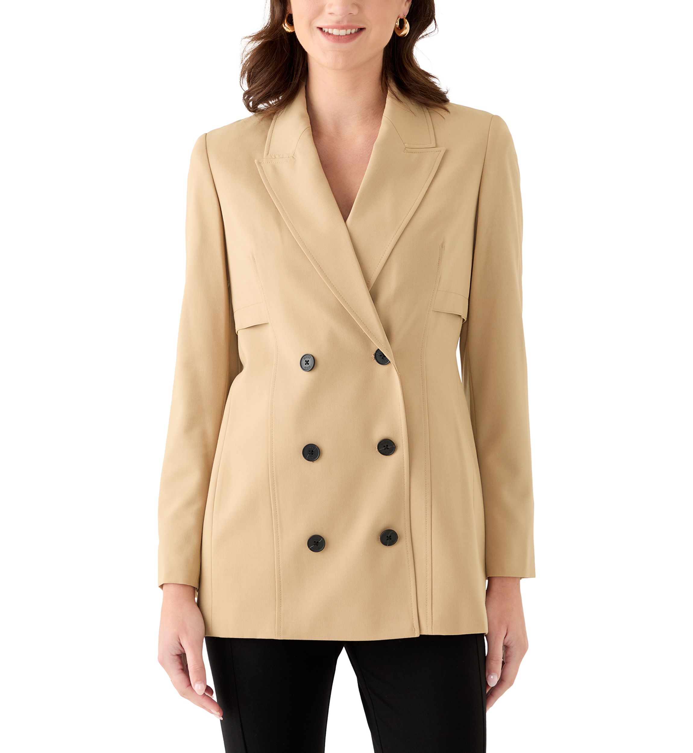 Womens Double Button Collared Trench