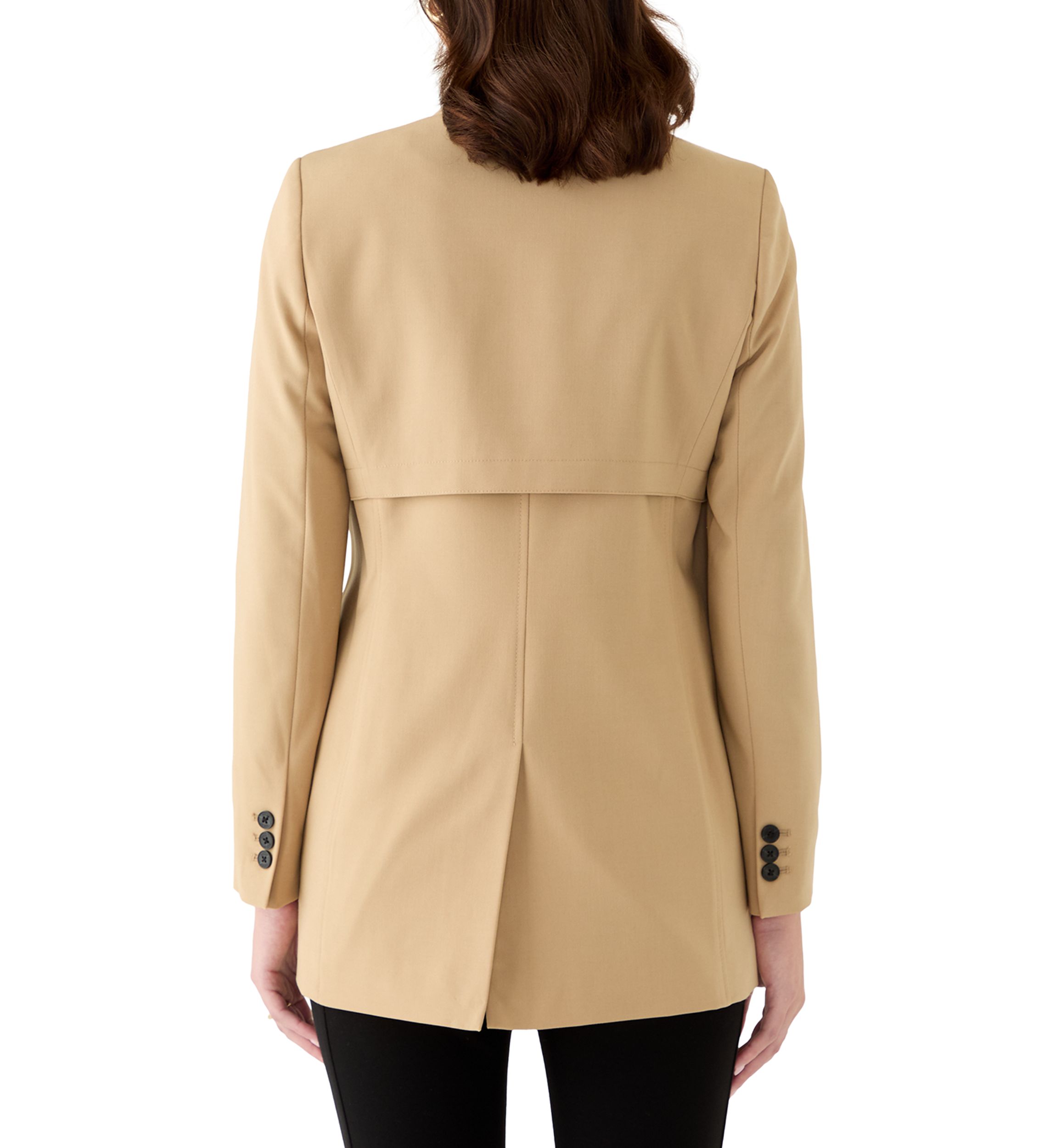 Womens Double Button Collared Trench