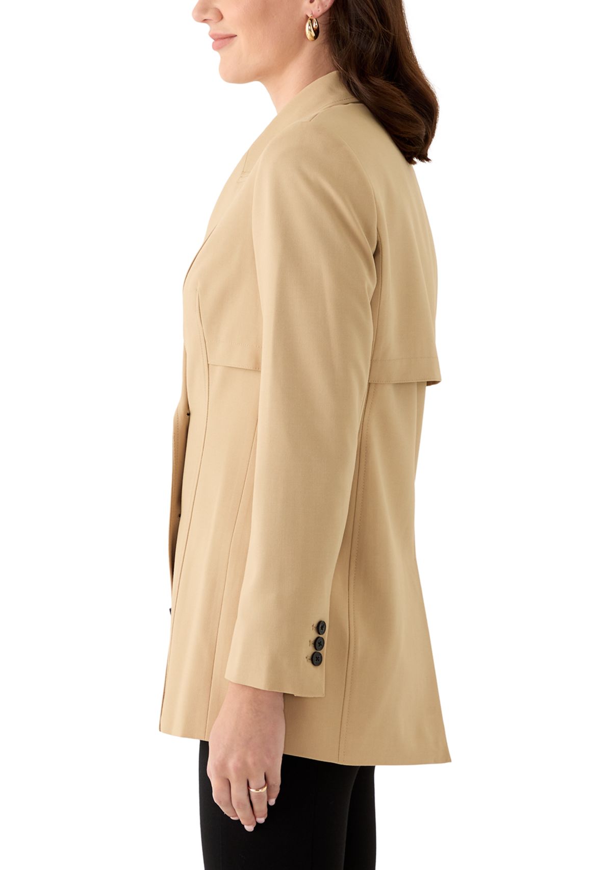 Womens Double Button Collared Trench