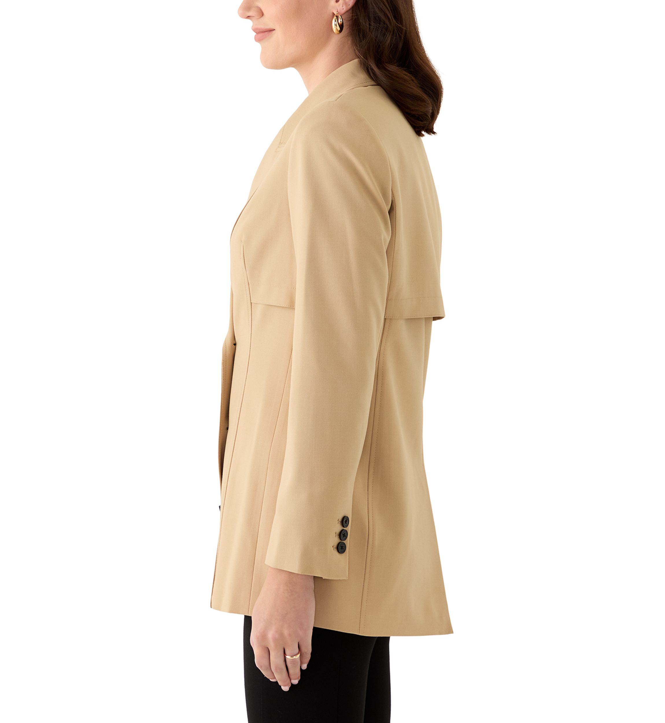 Womens Double Button Collared Trench