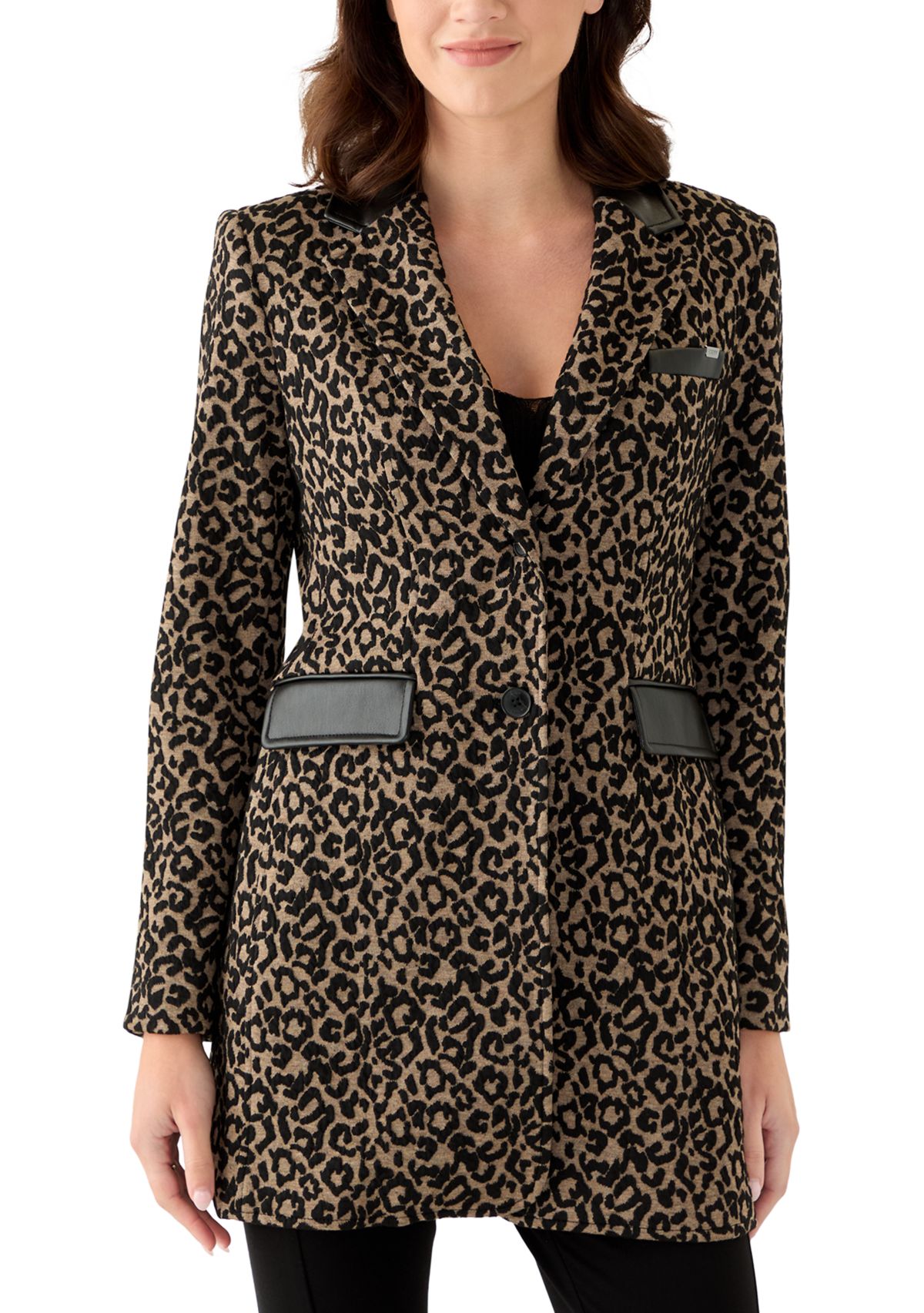 Womens Leopard One Button Topper
