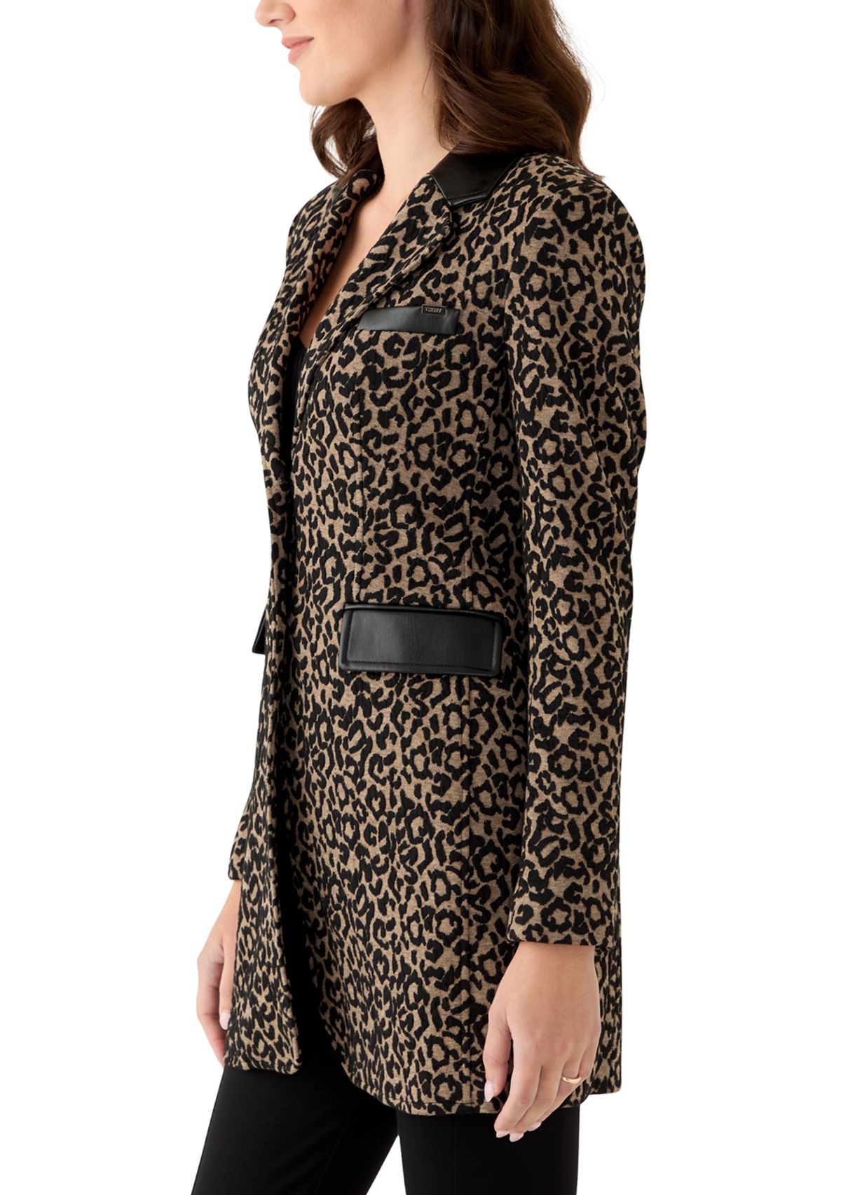 Womens Leopard One Button Topper