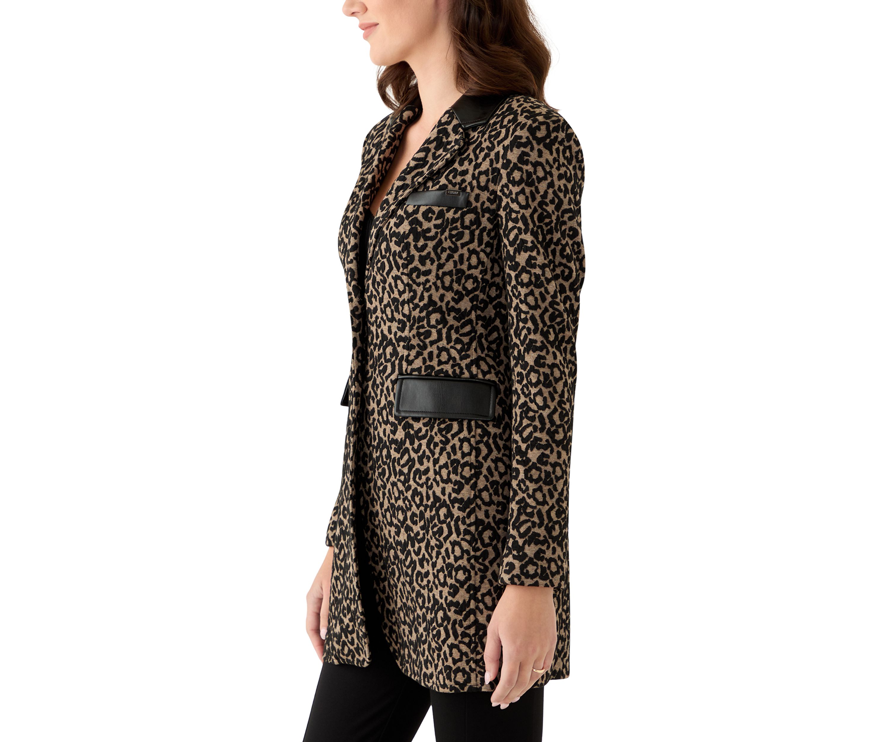 Womens Leopard One Button Topper