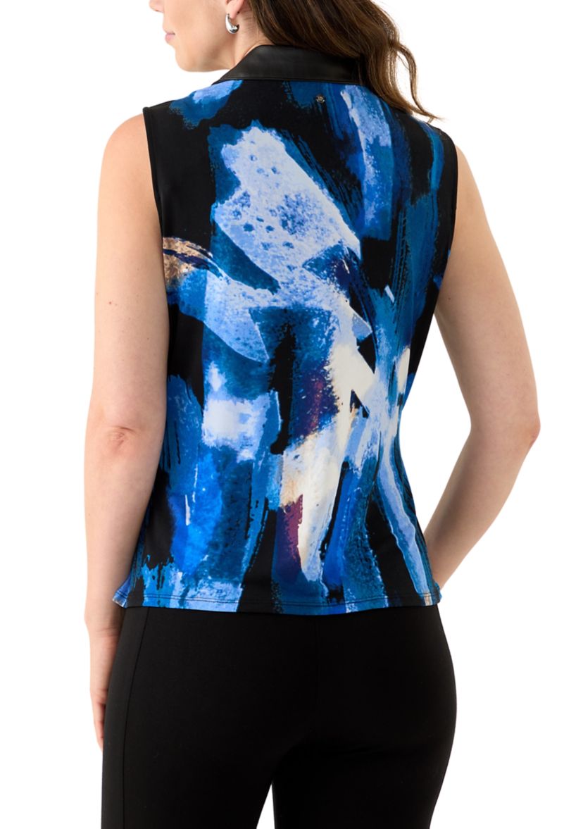 Womens Sleeveless Surplice Top
