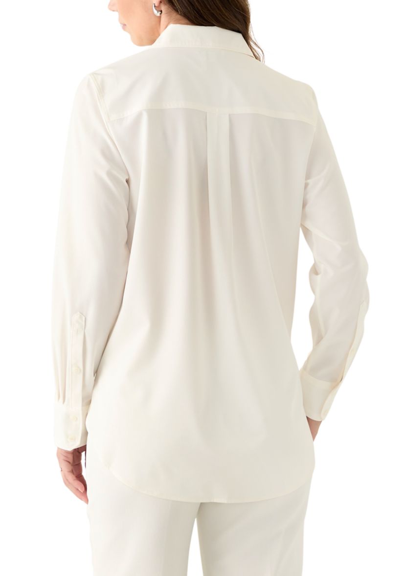 Womens Long Sleeve Button Front Blouse