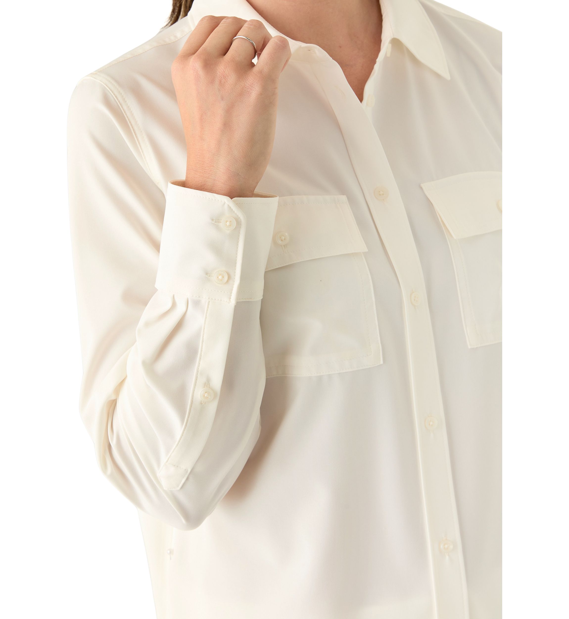 Womens Long Sleeve Button Front Blouse