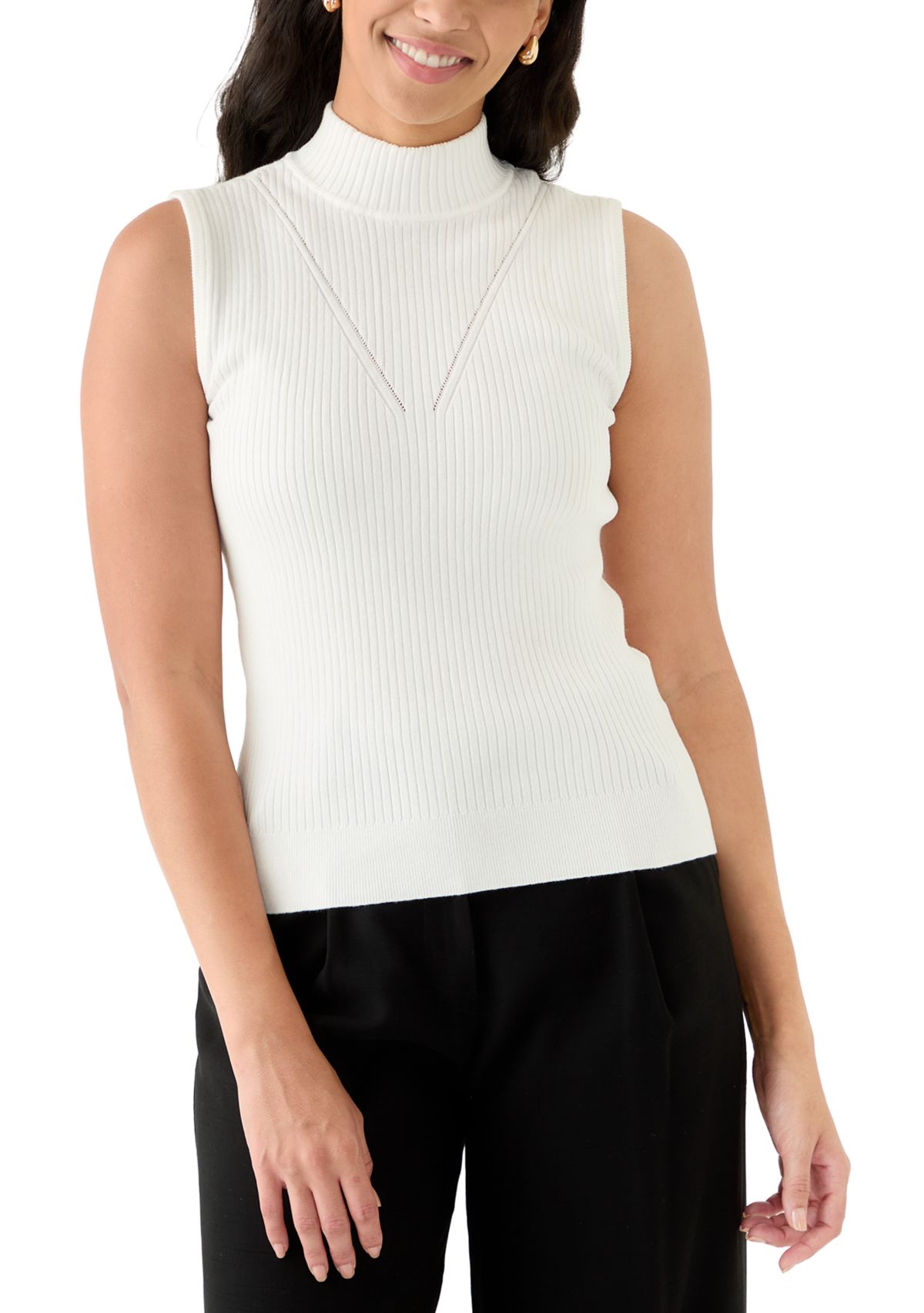 Womens Sleeveless Mock Neck Top