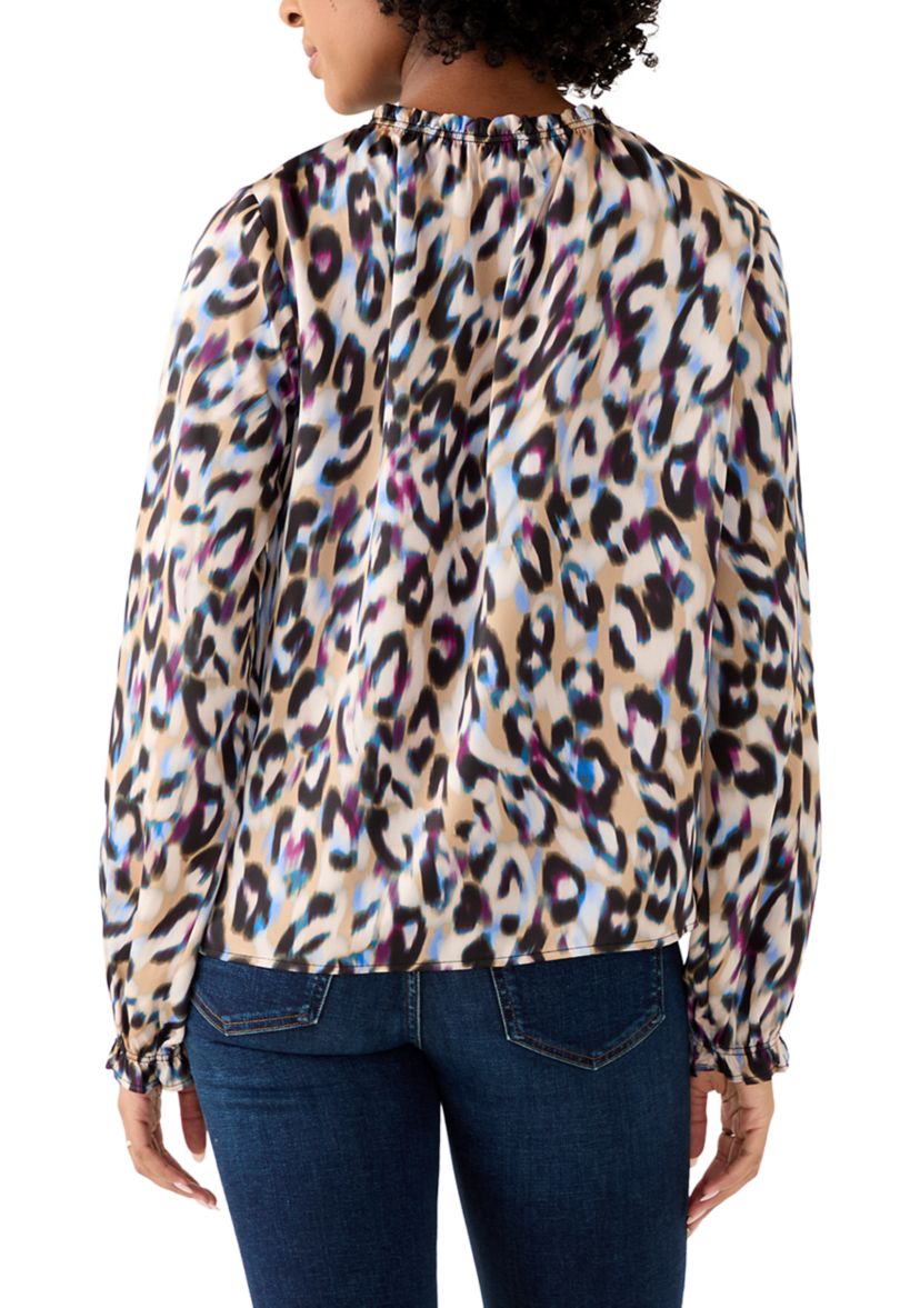 Womens Long Sleeve Ruffle Neck Blouse