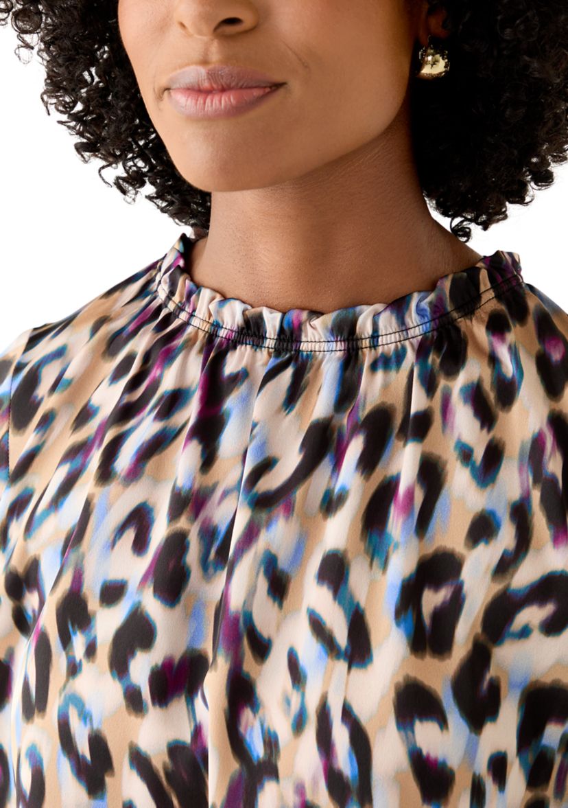 Womens Long Sleeve Ruffle Neck Blouse
