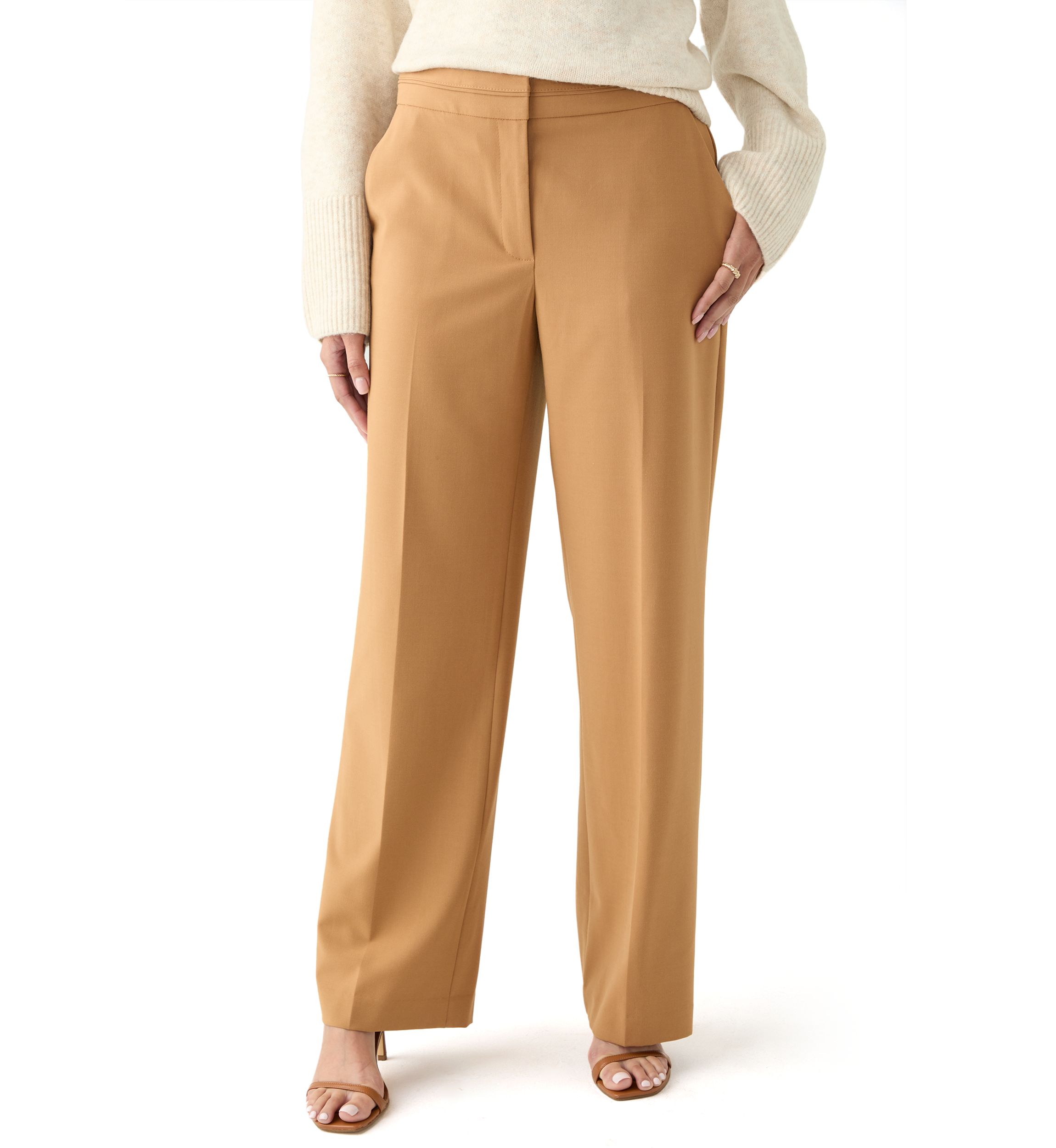 Womens Seamed High Waisted Wide Leg Pants