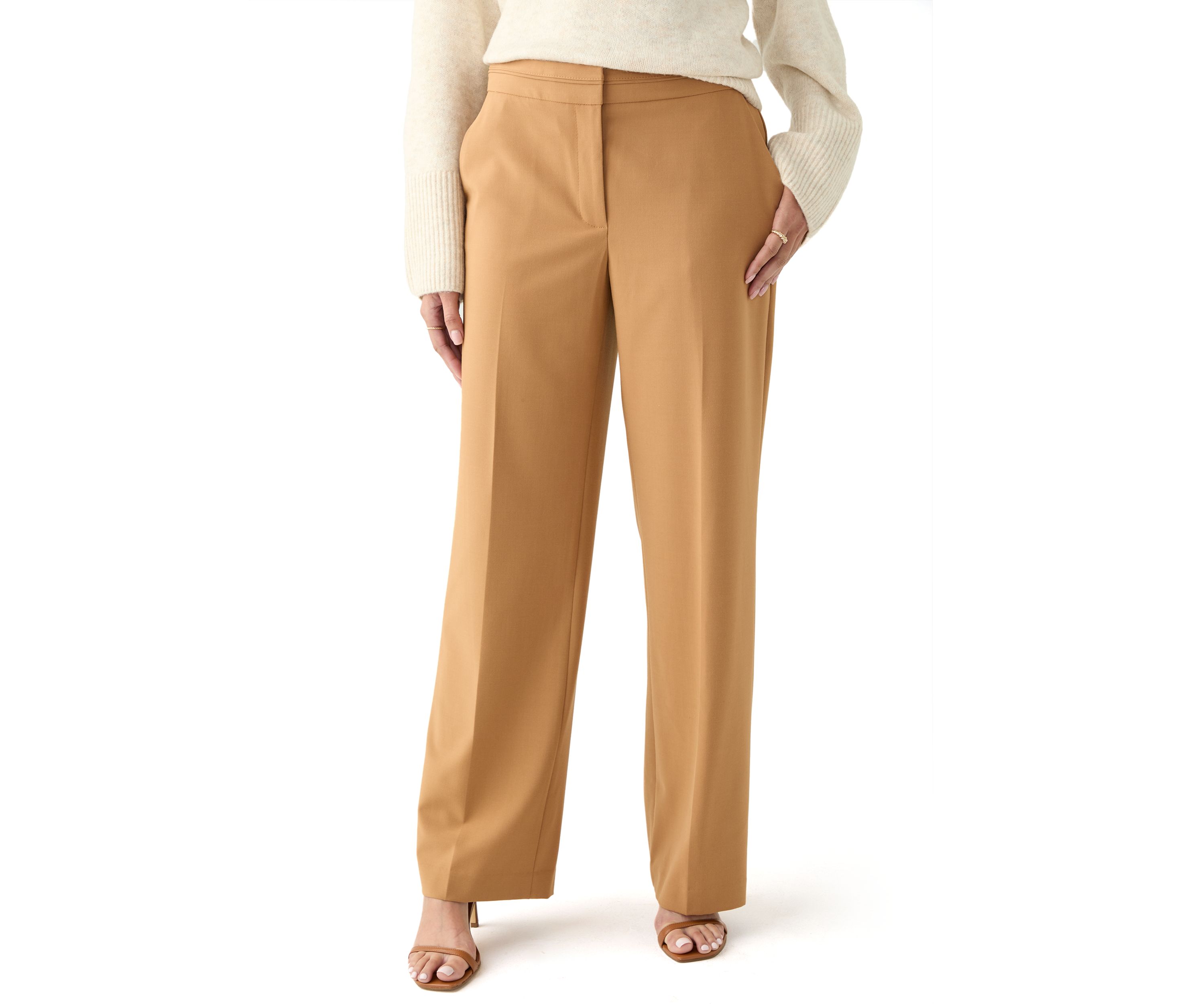 Womens Seamed High Waisted Wide Leg Pants